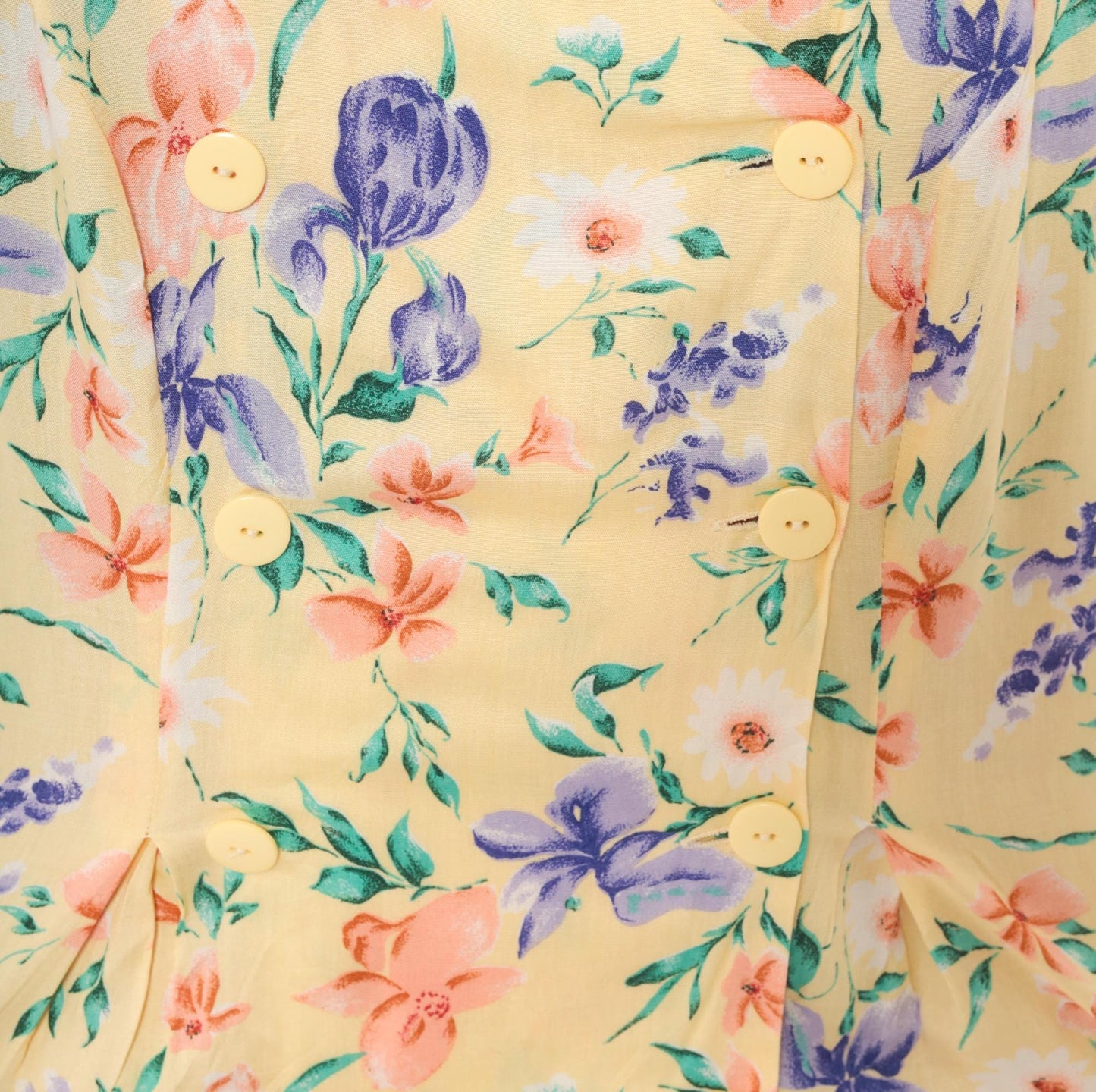 90s Jamie Brooke Floral Button Front Romper Yellow Garden Print Plus Size XXL