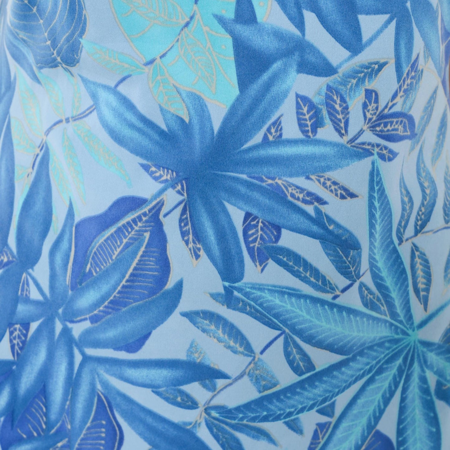 Y2K Rave City Blue Tropical Leaf Mini Dress Sleeveless Tie Shoulder Large L