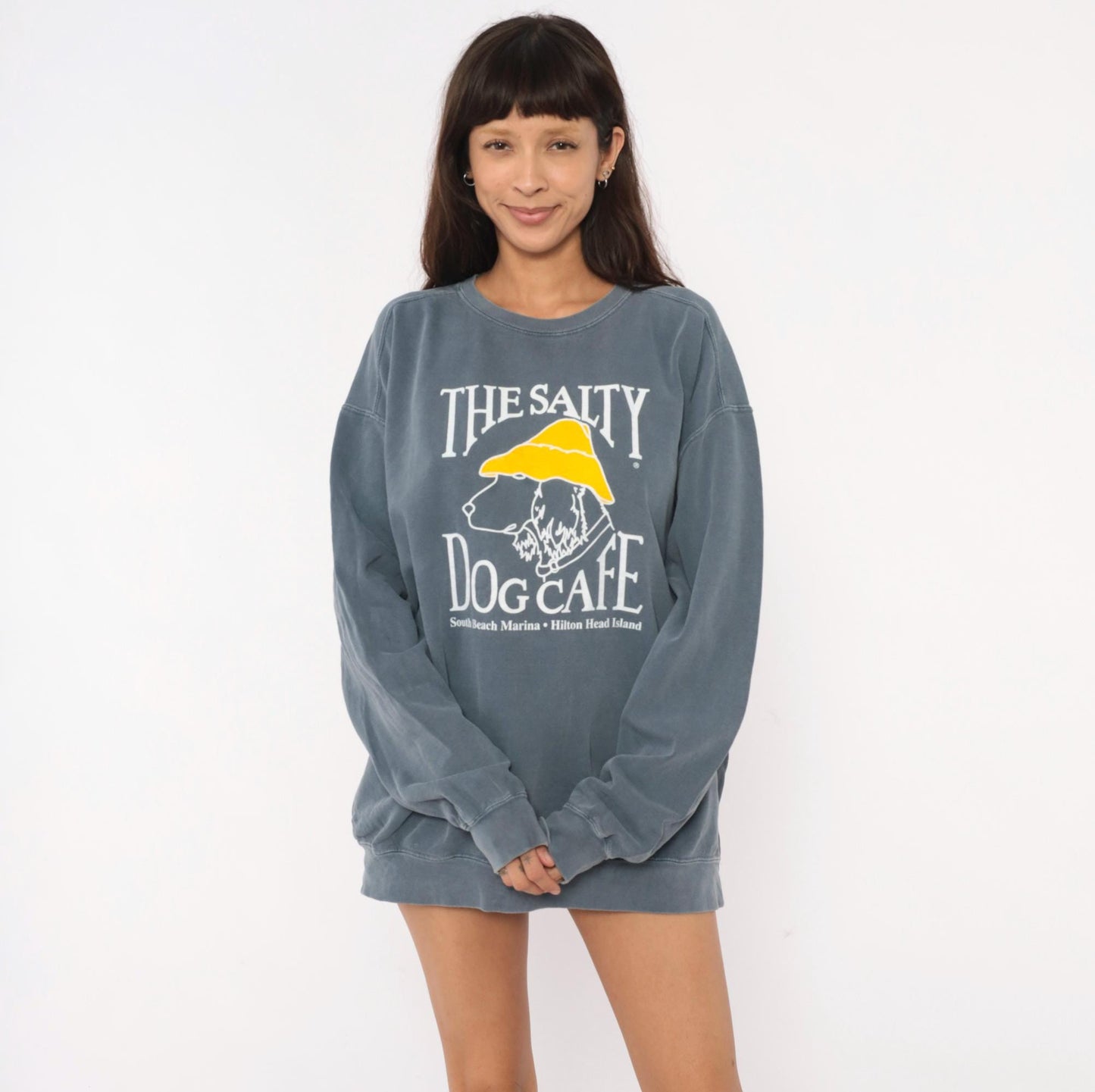 90s Salty Dog Cafe Hilton Head Island Sweatshirt Grey Cotton Graphic Dog Extra Large XL