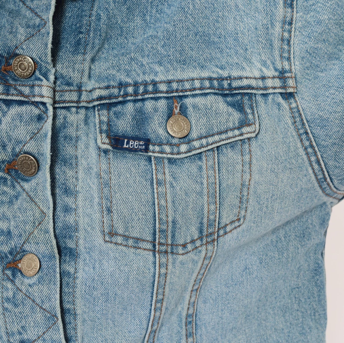 90s Lee Cropped Denim Jacket Light Wash Blue Cotton Trucker Small S