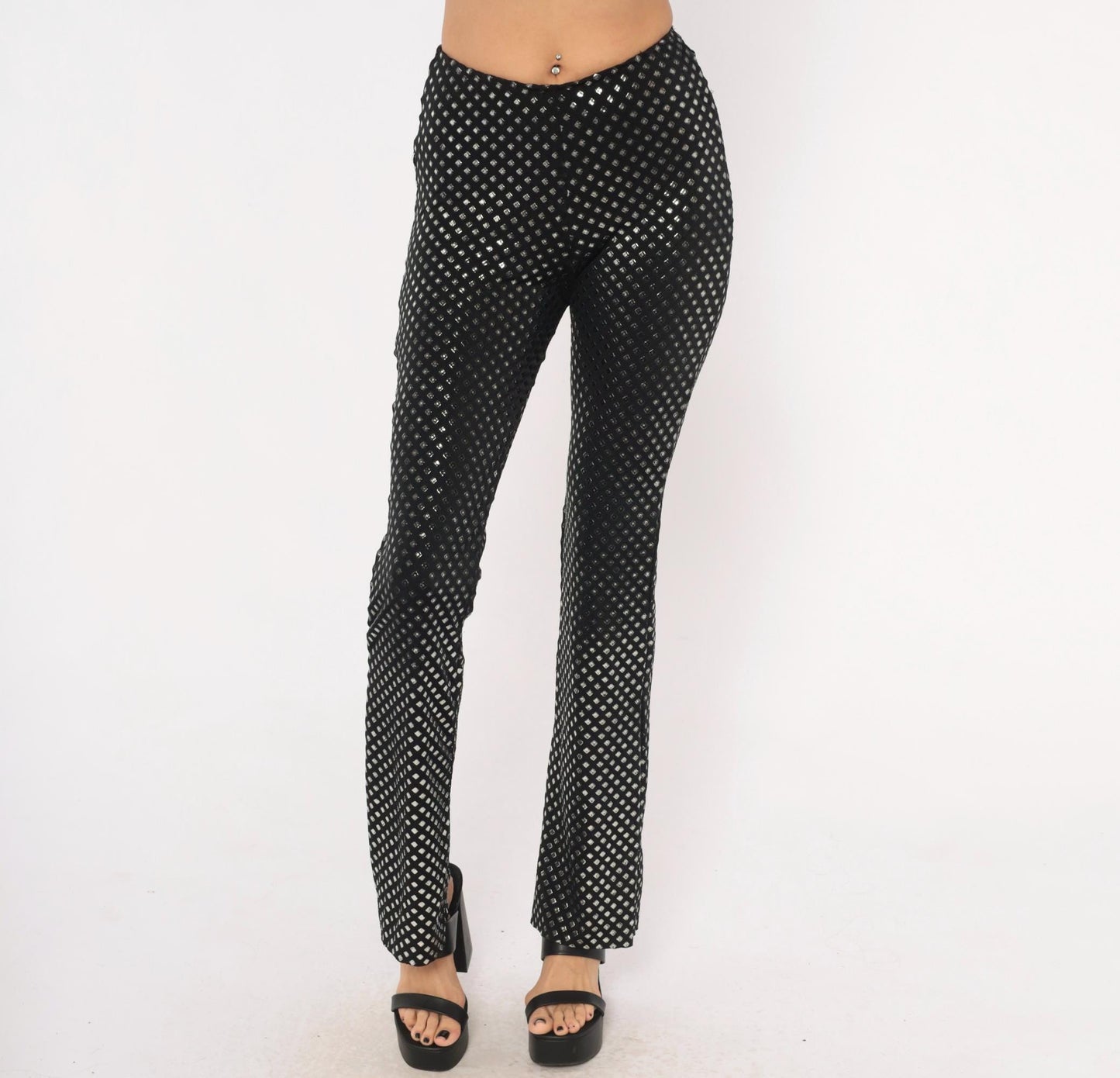 90s Je Taime Black Sequin Straight Leg Pants Low Rise Small