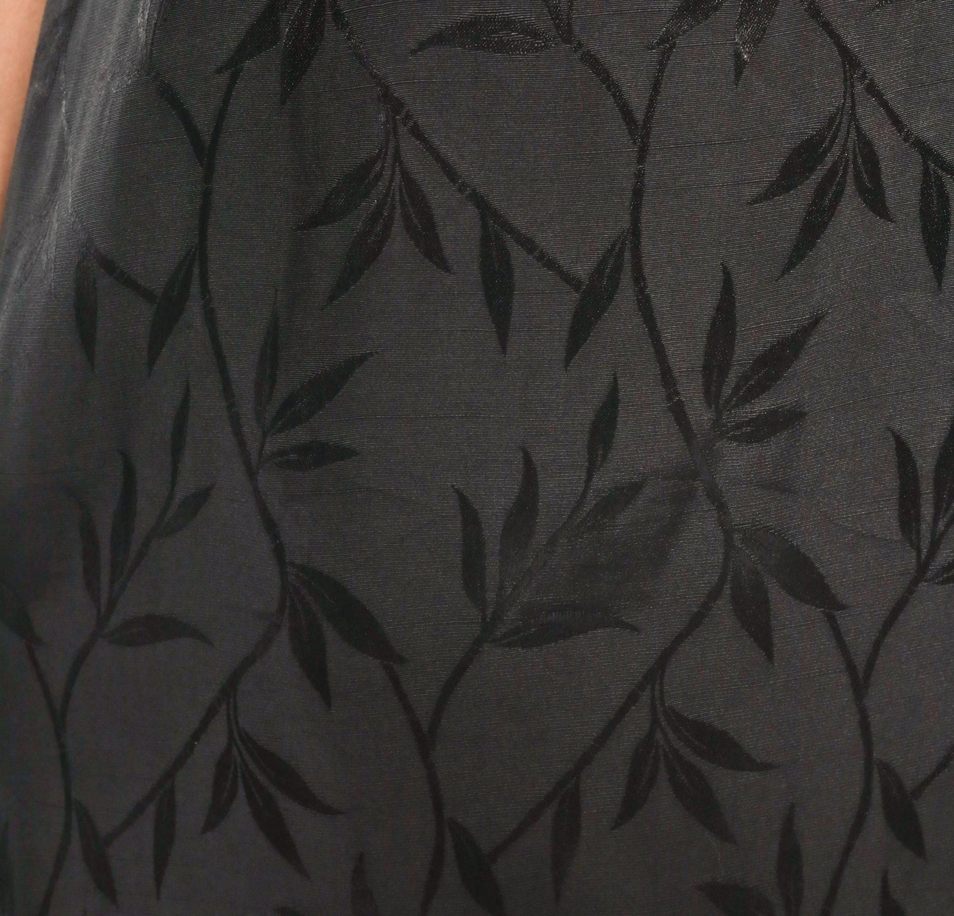 90s Giorgio Fiorlini Black Jacquard Leaf Shift Dress Scoop Neck Large L