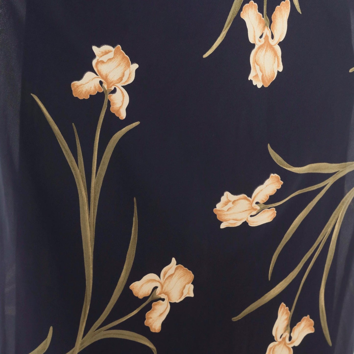 90s Jessica Howard Navy Iris Maxi Dress Botanical Print Medium M