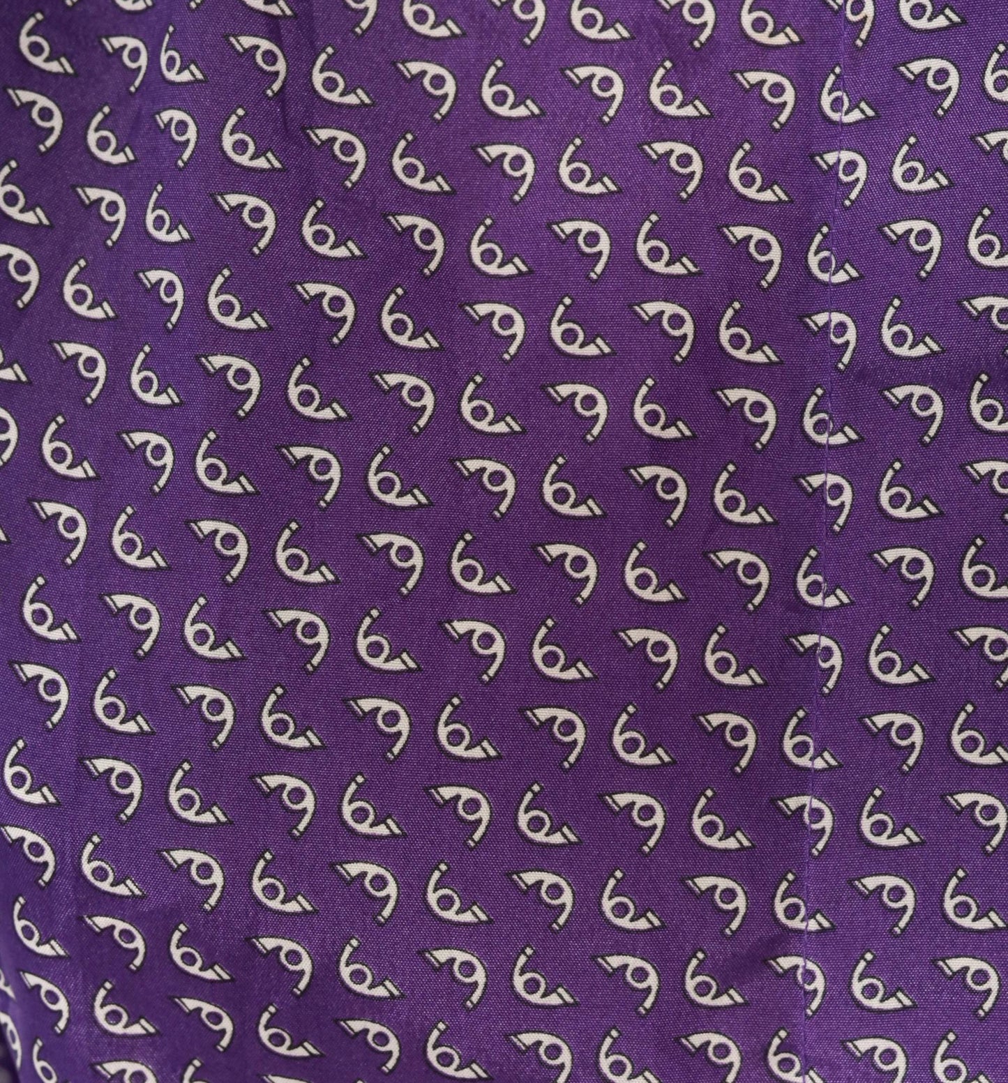 80s Lady Arrow Purple Paisley Button Blouse Pink Contrast Cuffs Medium