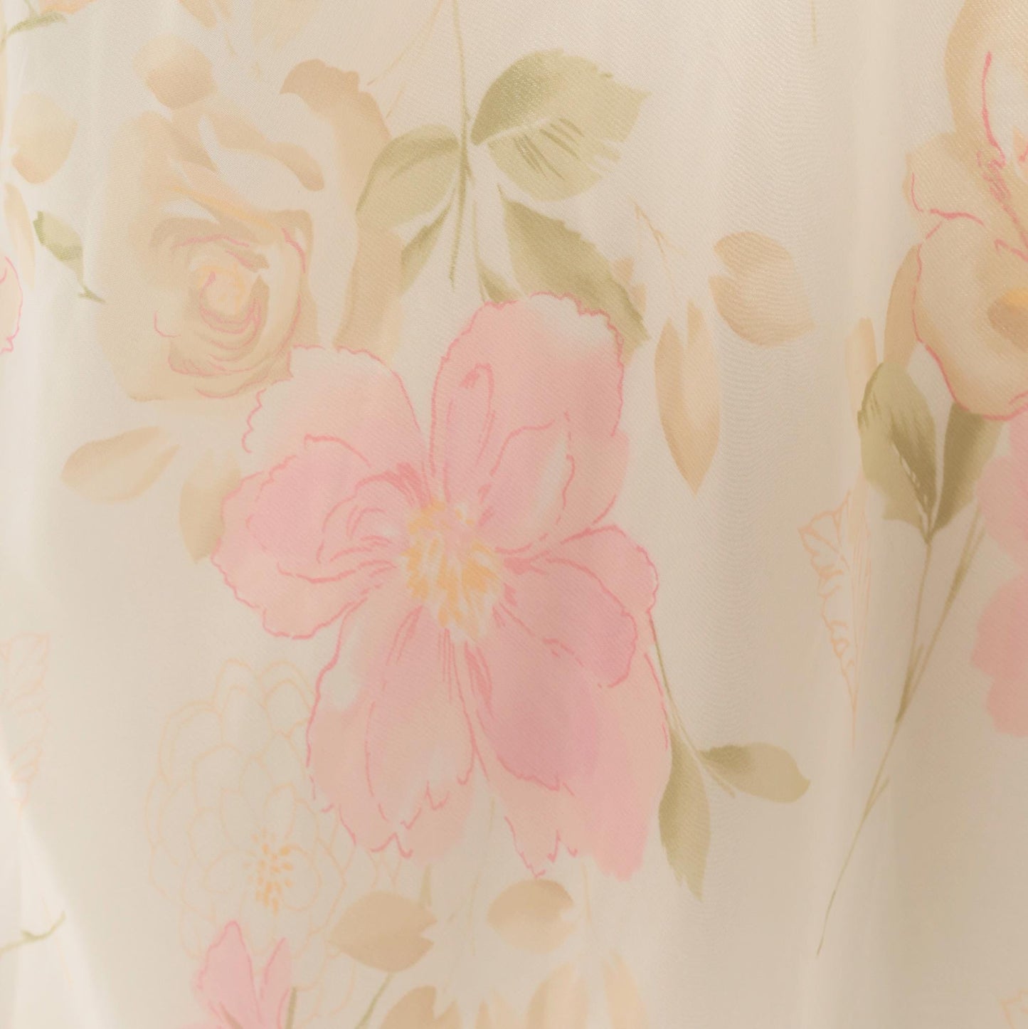 90s Valerie Stevens Floral Maxi Dress Cream Pink Chiffon V-Neck Extra Large XL