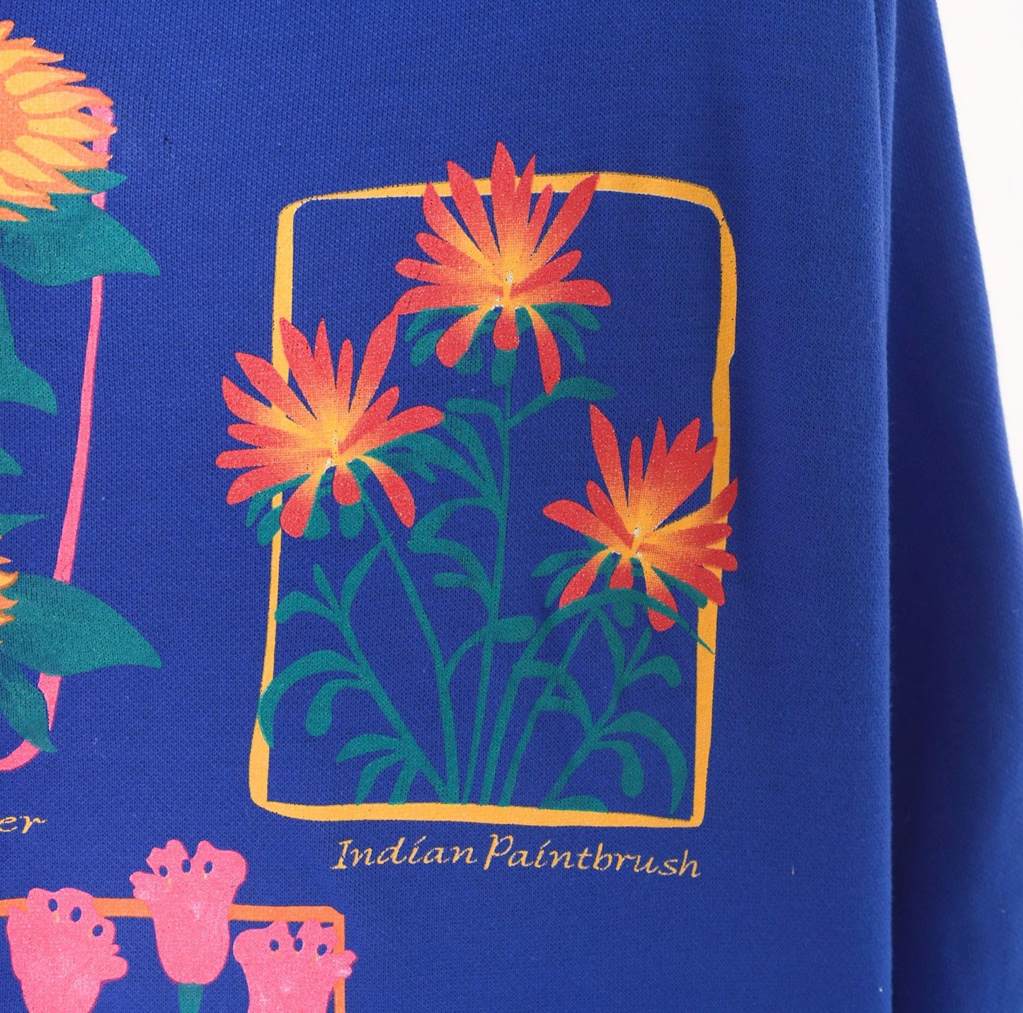 90s Leisure Wear Floral Sweatshirt Dress Cobalt Blue Balloon Sleeve Midi