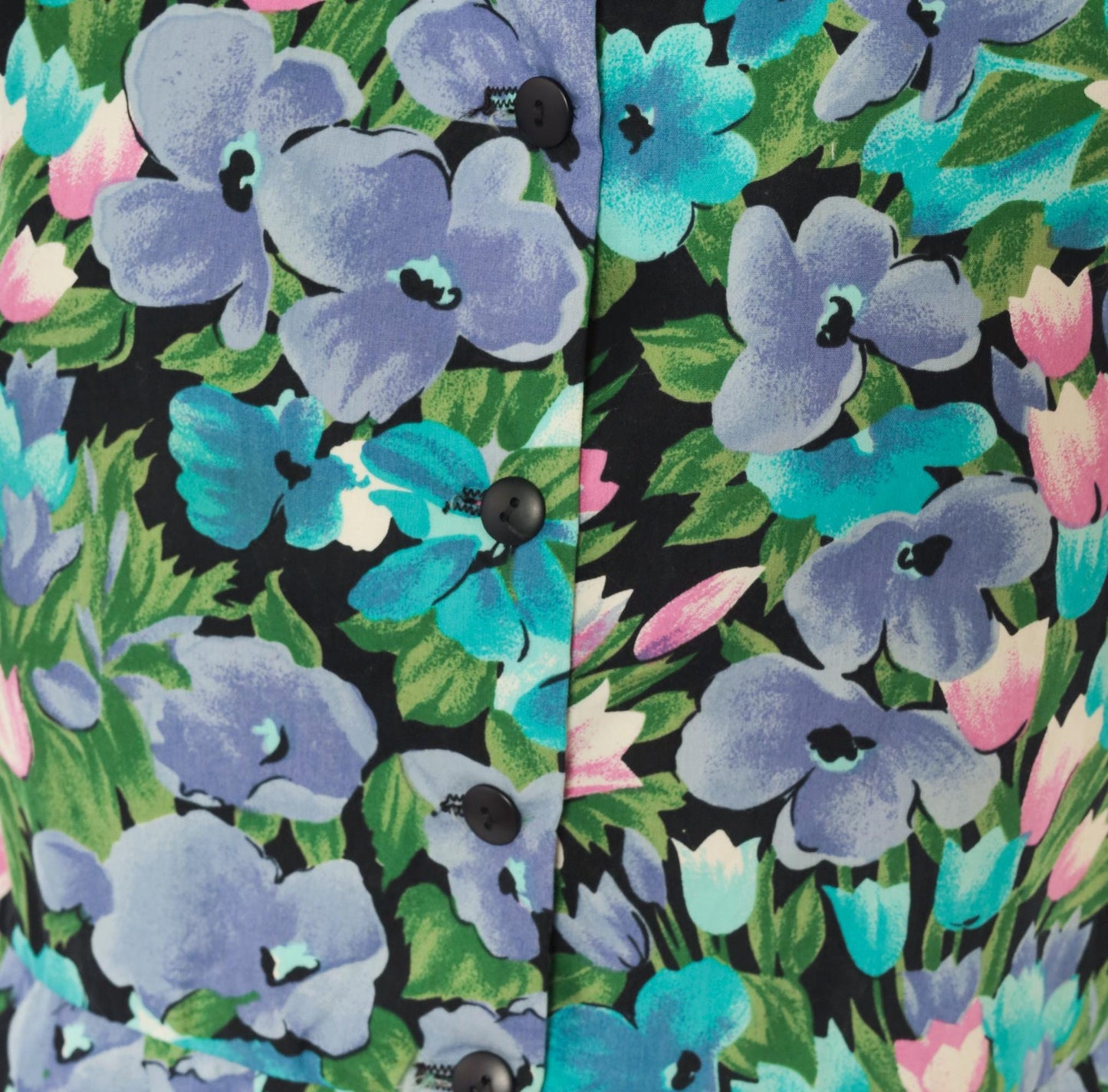90s Maggie Breen Floral Jumpsuit Sleeveless Cotton Wide Leg Black Garden Print Medium