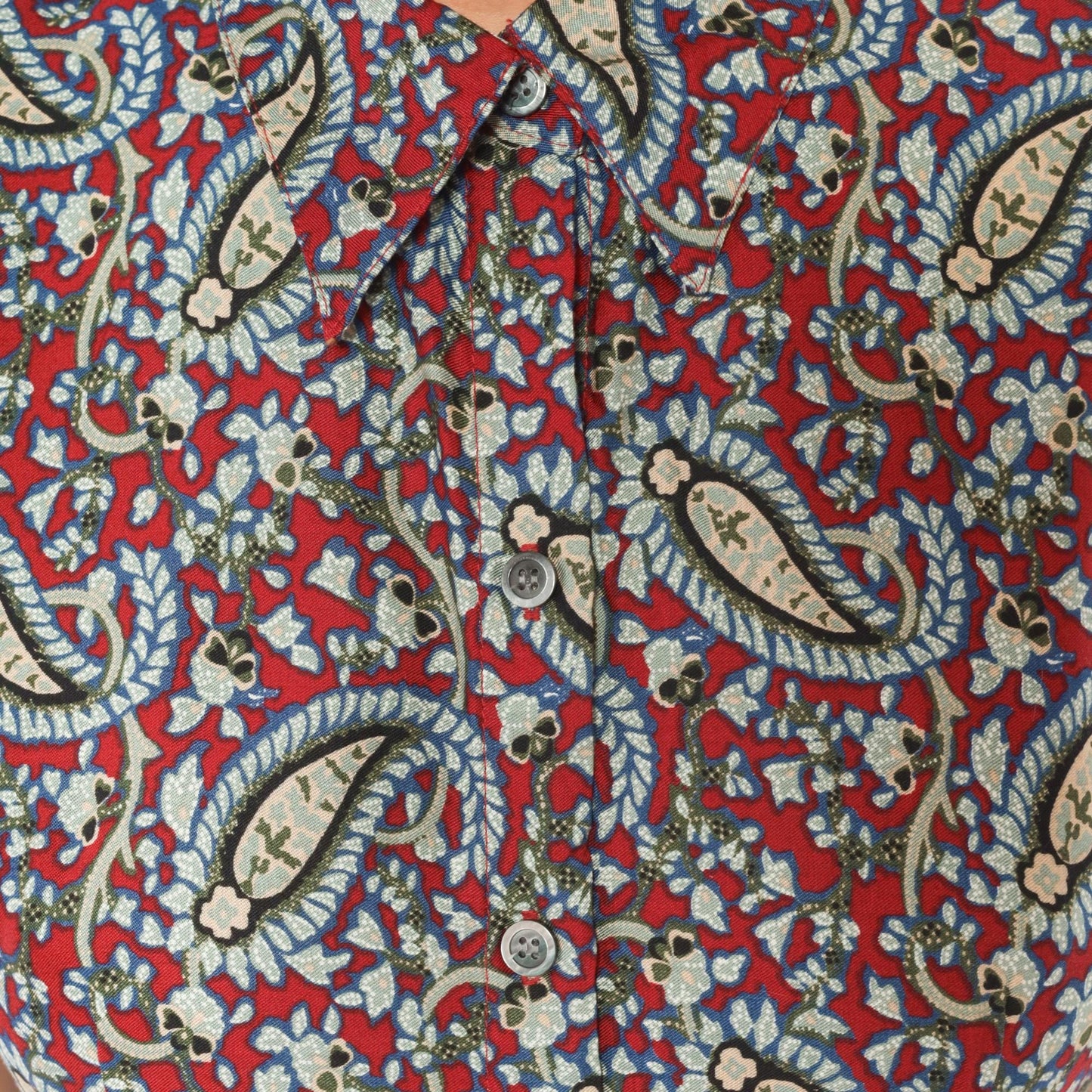 90s Crazy Horse Paisley Maxi Shirtdress Burgundy Small S