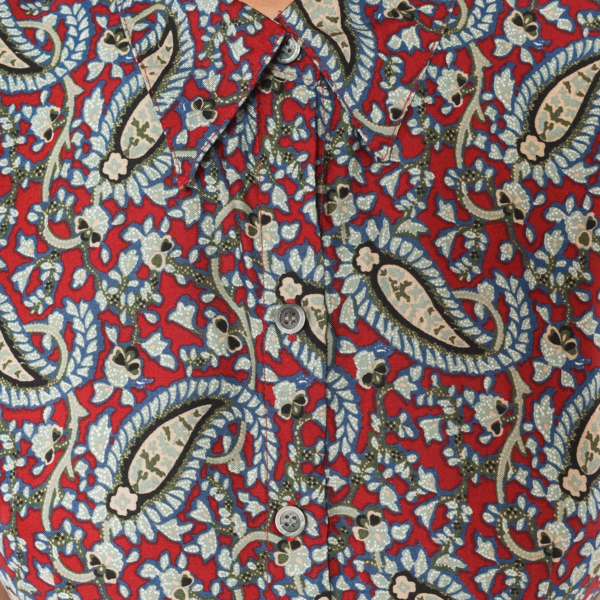 90s Crazy Horse Paisley Maxi Shirtdress Burgundy Small S