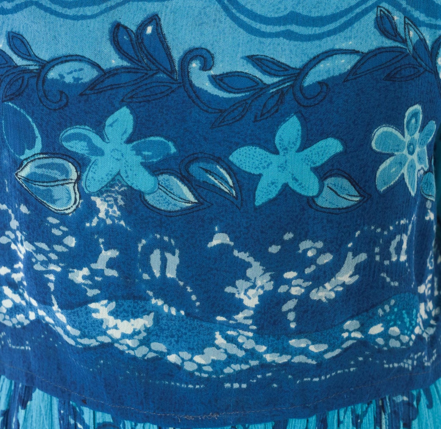 90s Style Teal Floral Maxi Dress Short Sleeve Vine Print Blue Medium M