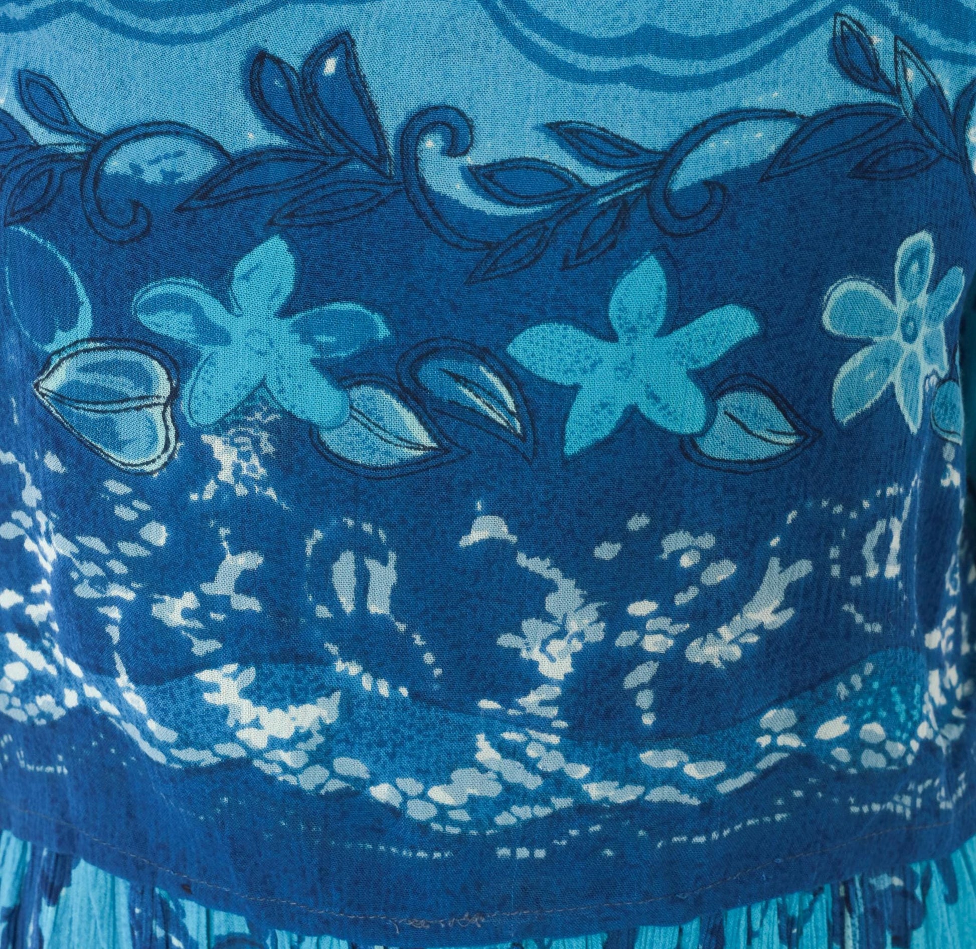 90s Style Teal Floral Maxi Dress Short Sleeve Vine Print Blue Medium M