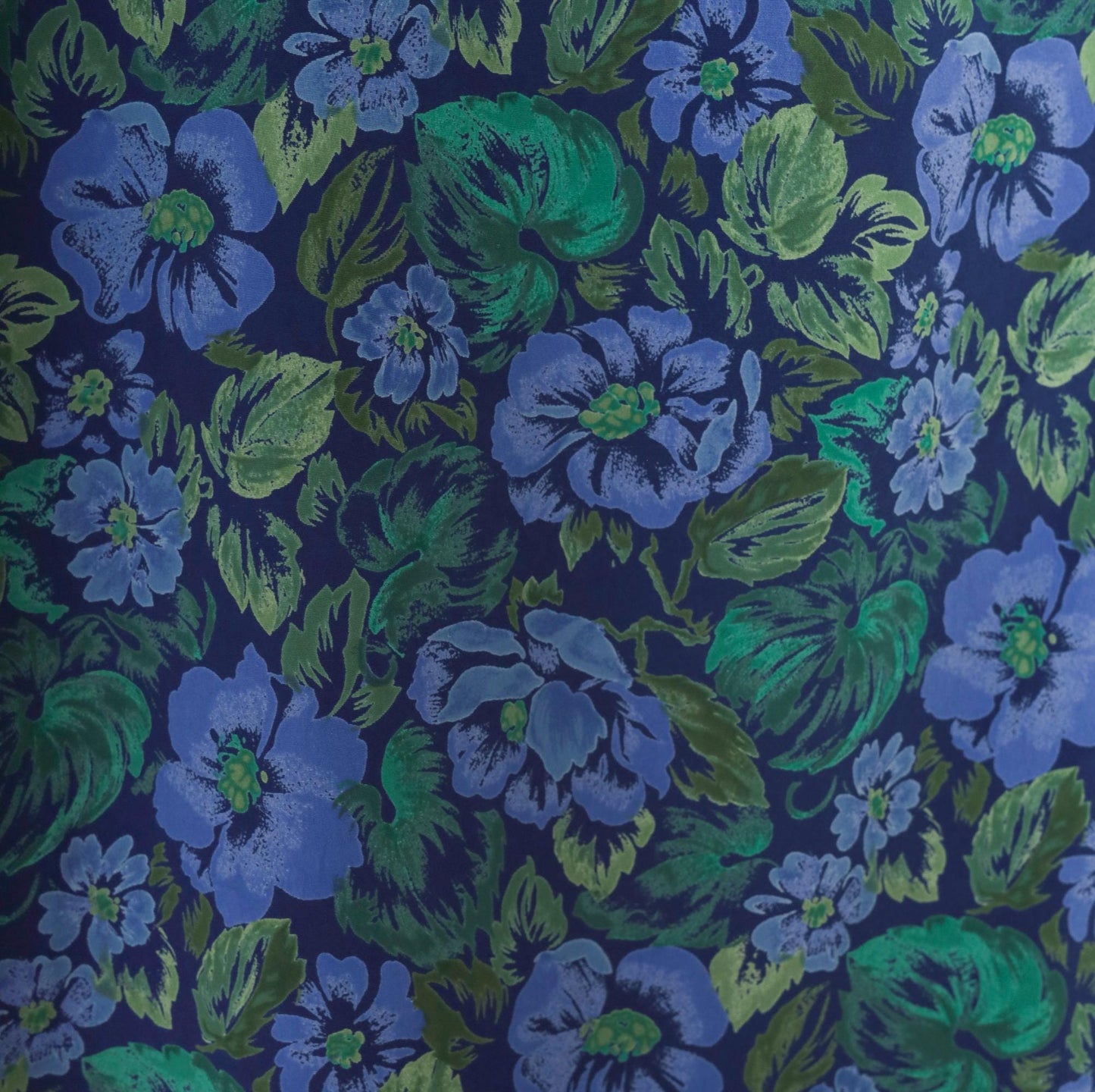 90s Cacique Floral Wrap Robe Periwinkle Navy Botanical Print Midi Large L
