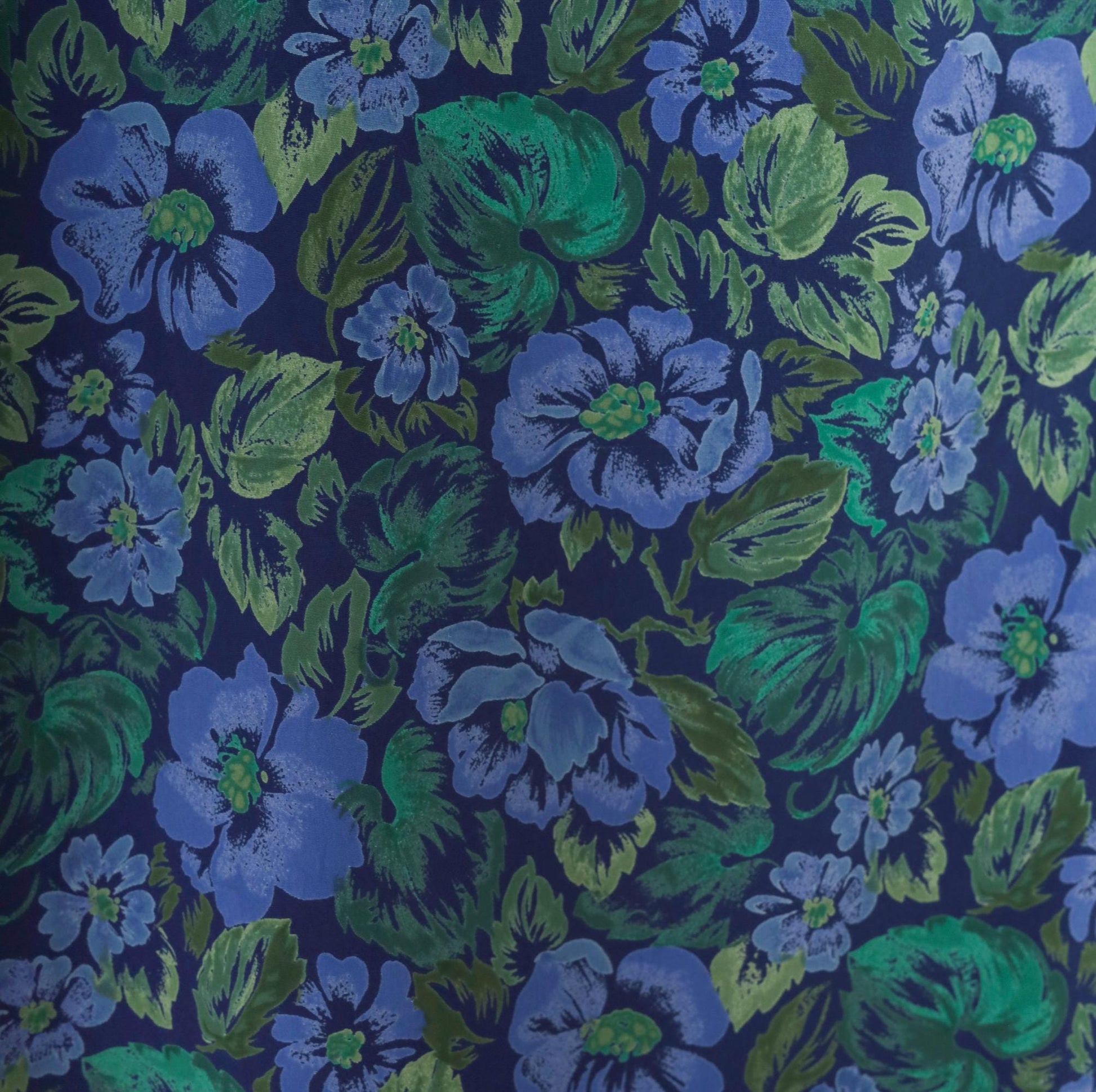 90s Cacique Floral Wrap Robe Periwinkle Navy Botanical Print Midi Large L