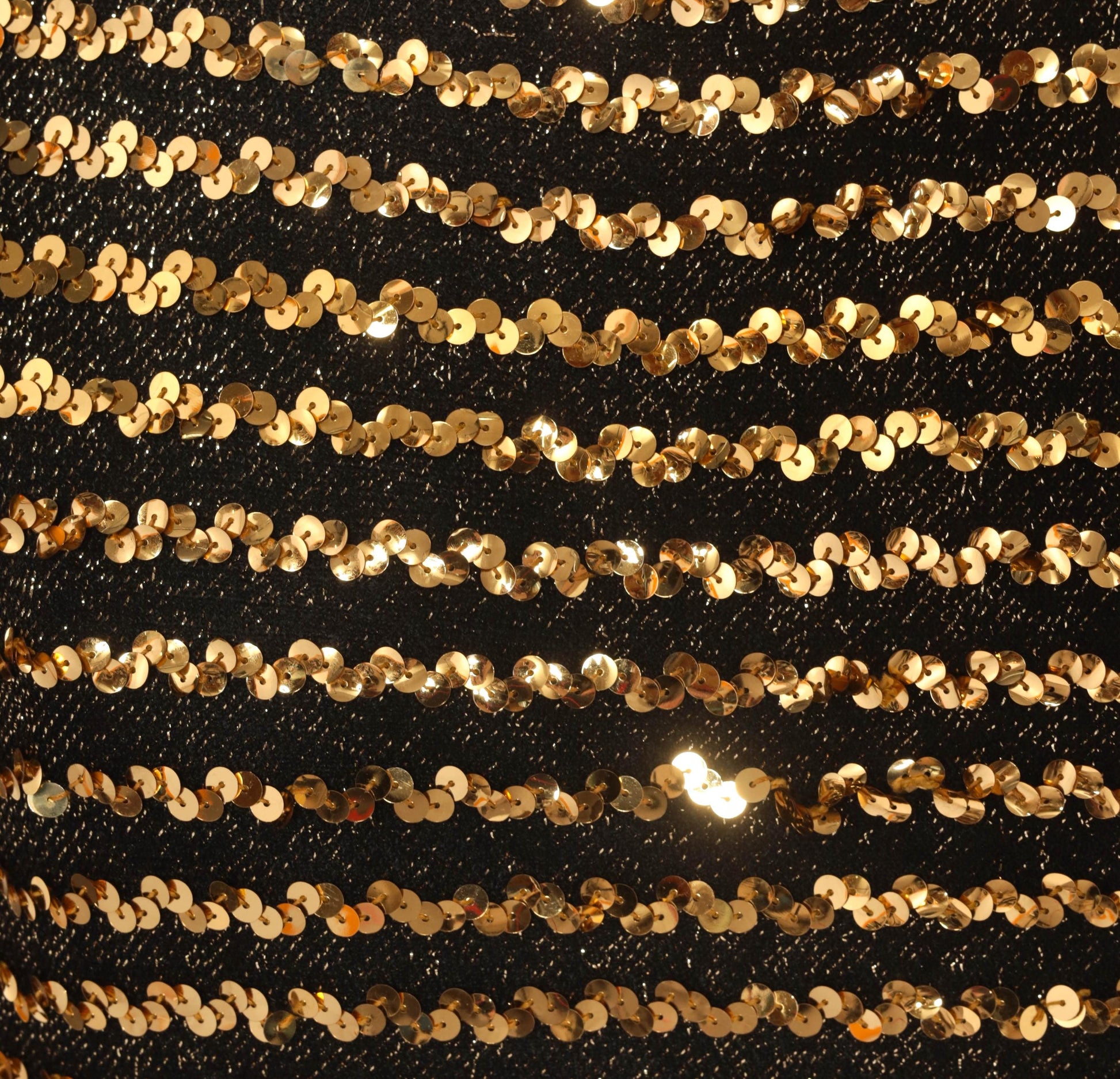 90s Jeri Marque Gold Sequin Striped Knit Top Black Cap Sleeve Medium Large
