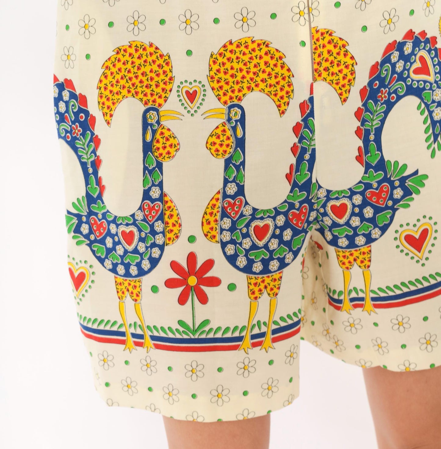 70s Gaymode Penneys Rooster Romper Daisy Print Peter Pan Collar Yellow Small