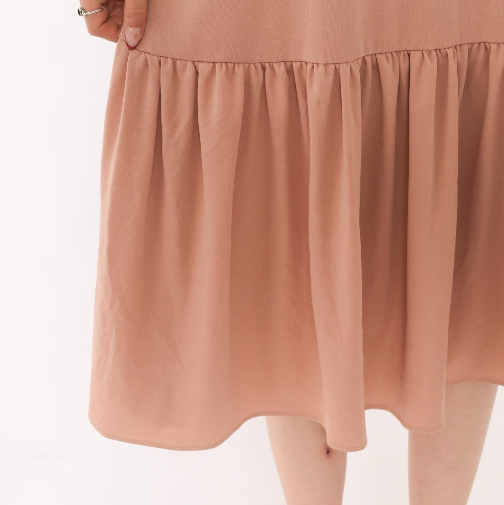 70s Dusty Rose Drop Waist Midi Dress Sleeveless Scoop Neck Tank Medium