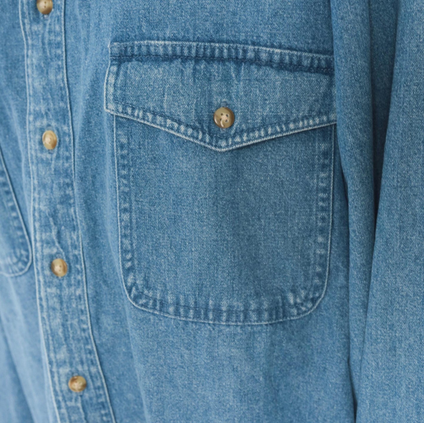 2000s Croft & Barrow Denim Button-Down Shirt Blue Chambray Large Tall