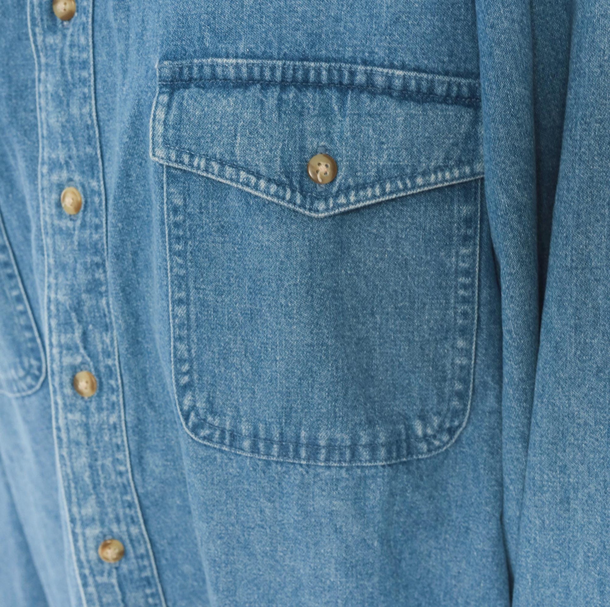 2000s Croft & Barrow Denim Button-Down Shirt Blue Chambray Large Tall