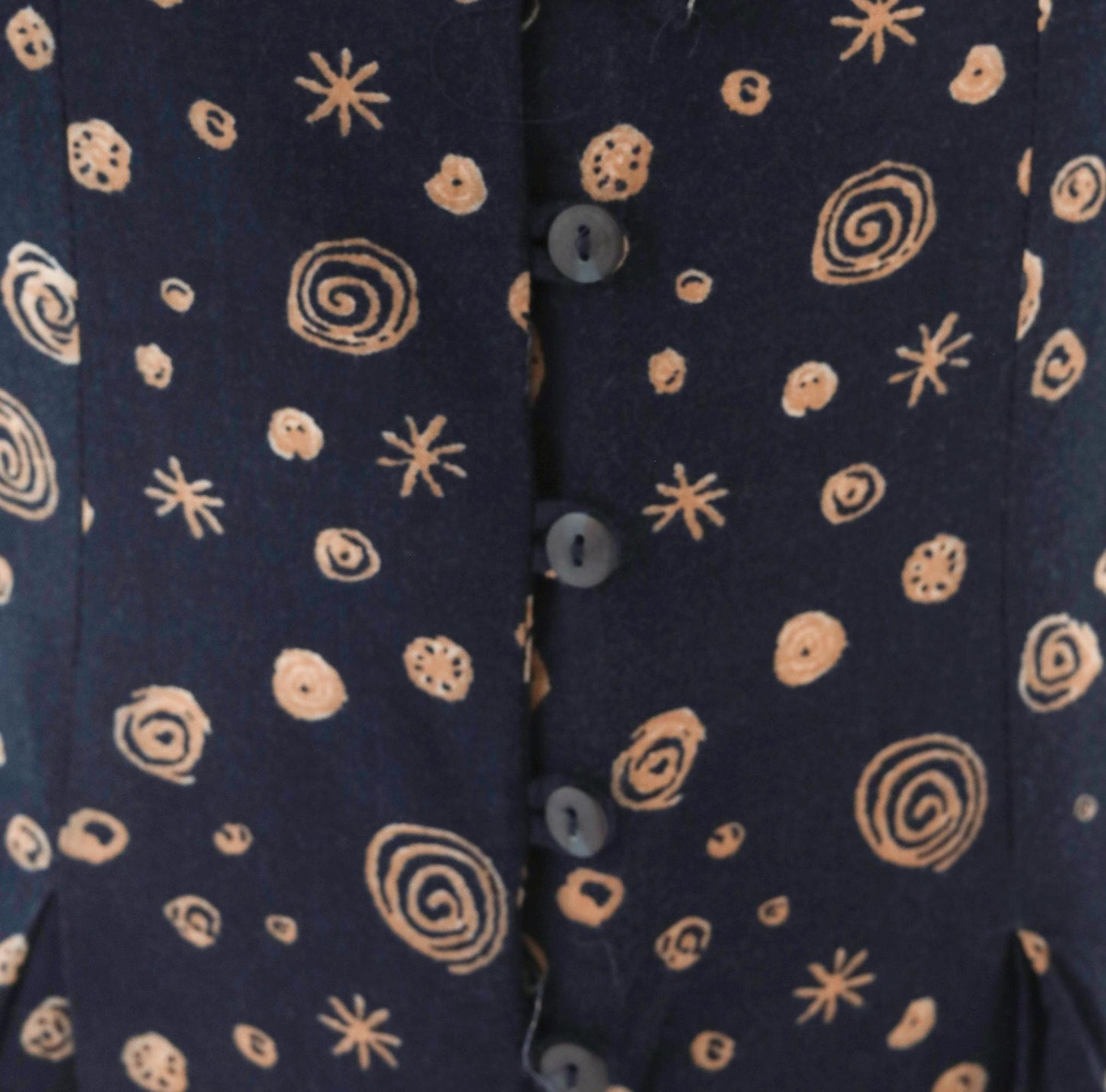 90s Darian Petites Celestial Jumpsuit Navy Tan Star Print Wide Leg Medium M