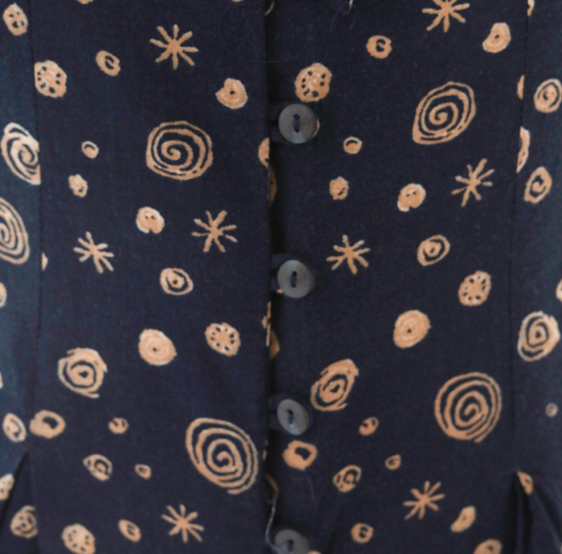 90s Darian Petites Celestial Jumpsuit Navy Tan Star Print Wide Leg Medium M