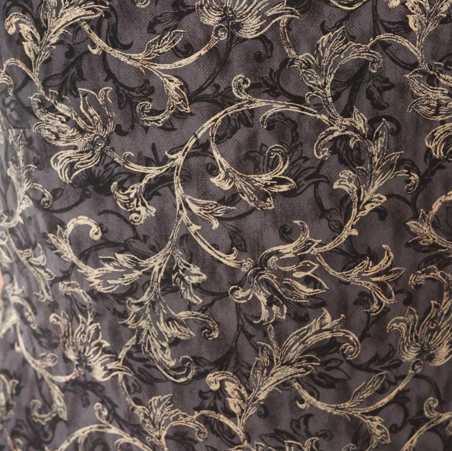90s Worthington Baroque Maxi Dress Charcoal Floral Tank Tie Back Plus Size 1X