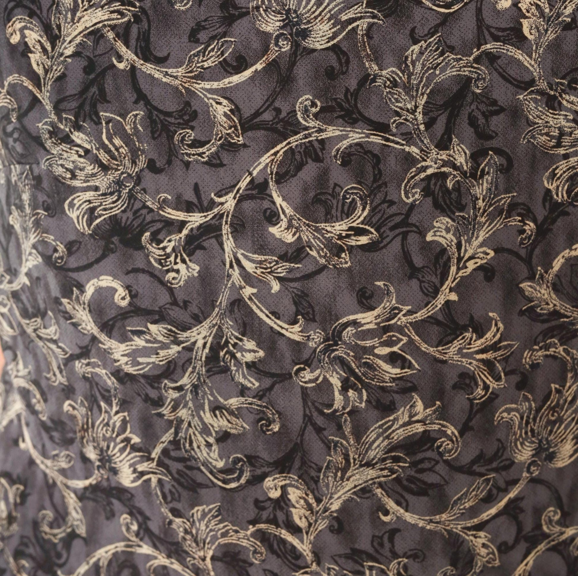 90s Worthington Baroque Maxi Dress Charcoal Floral Tank Tie Back Plus Size 1X