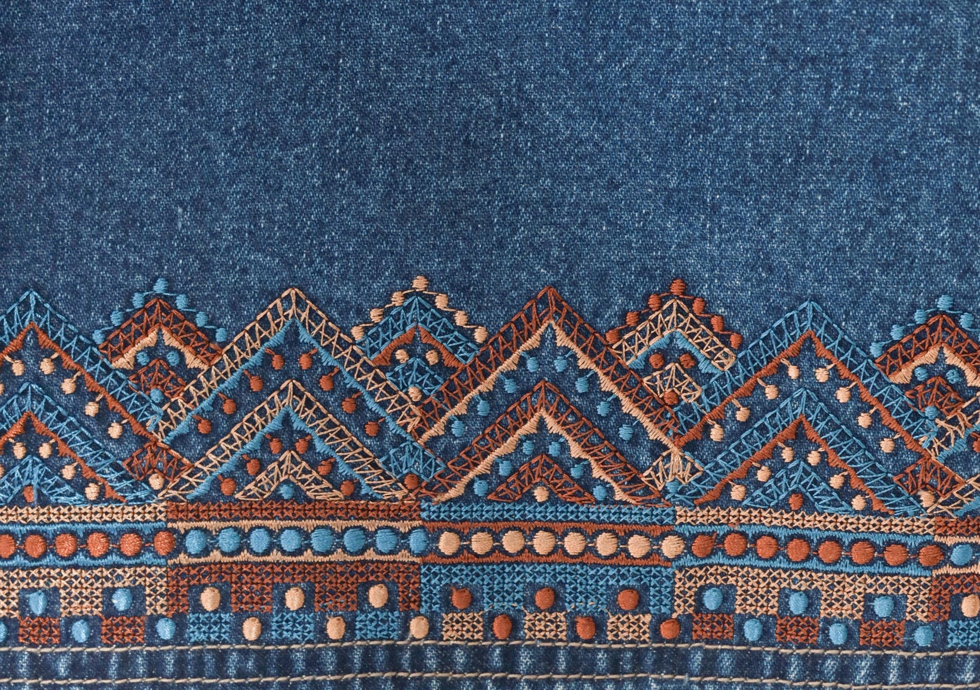 90s J.L. NY Southwestern Denim Dress Embroidered Lace-Up Navy Plus Size XXL