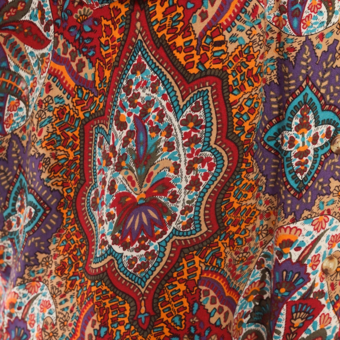 90s Outback Red Paisley Button Front Shirt Camp Collar Purple Medium M