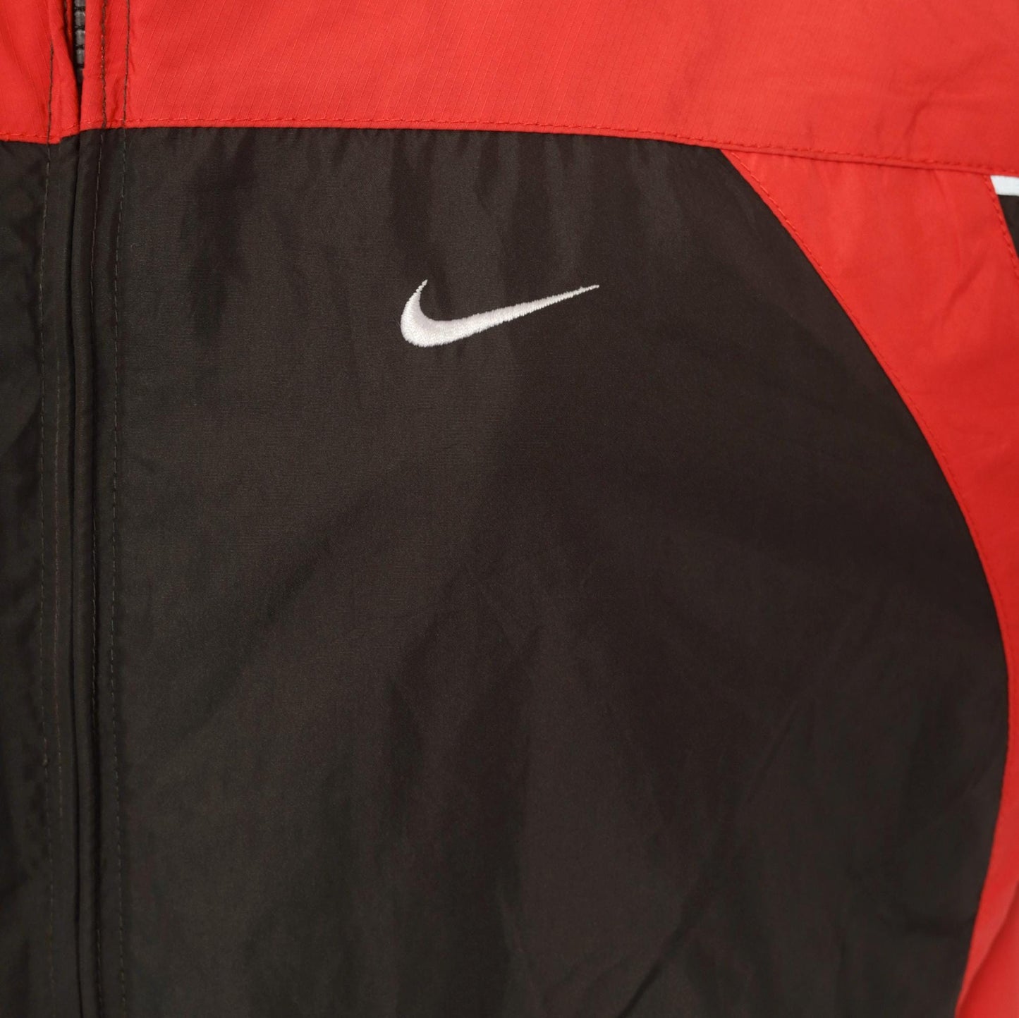 2000s Nike Windbreaker Red Black Color Block Raglan Small S