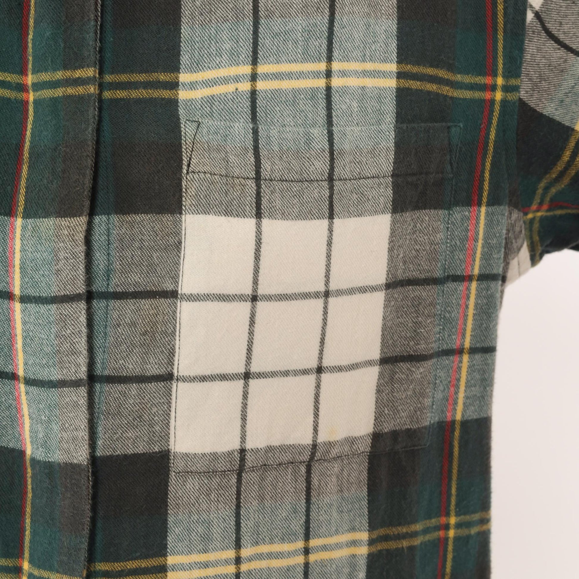 90s Diane Von Furstenberg Plaid Flannel Shirt Grey Green Cream Tartan Blouse