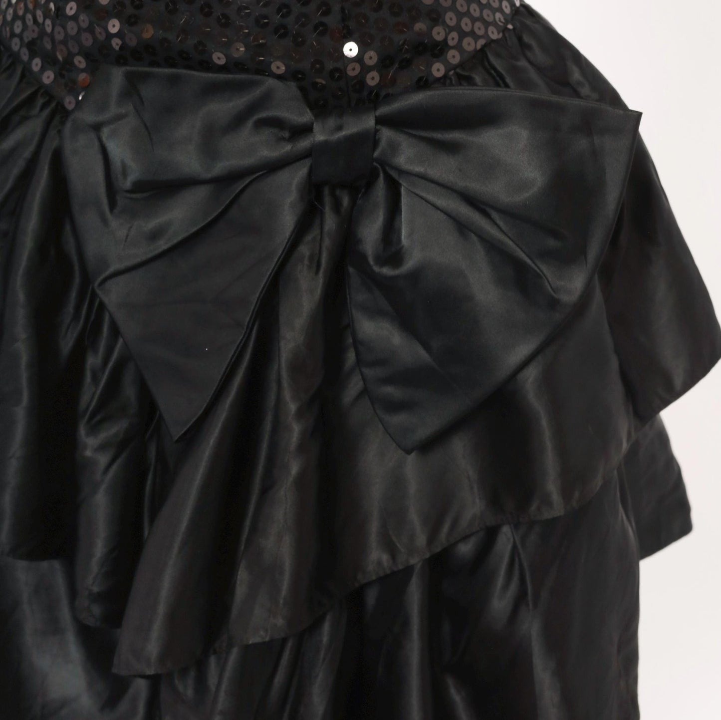 90s Roberta Black Sequin Strapless Mini Dress Sweetheart Neckline XS