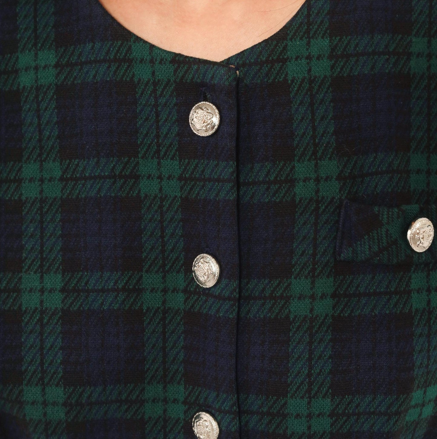 90s Miss Dorby Tartan Plaid Button-Front Shirtdress Navy Teal Cotton Large L