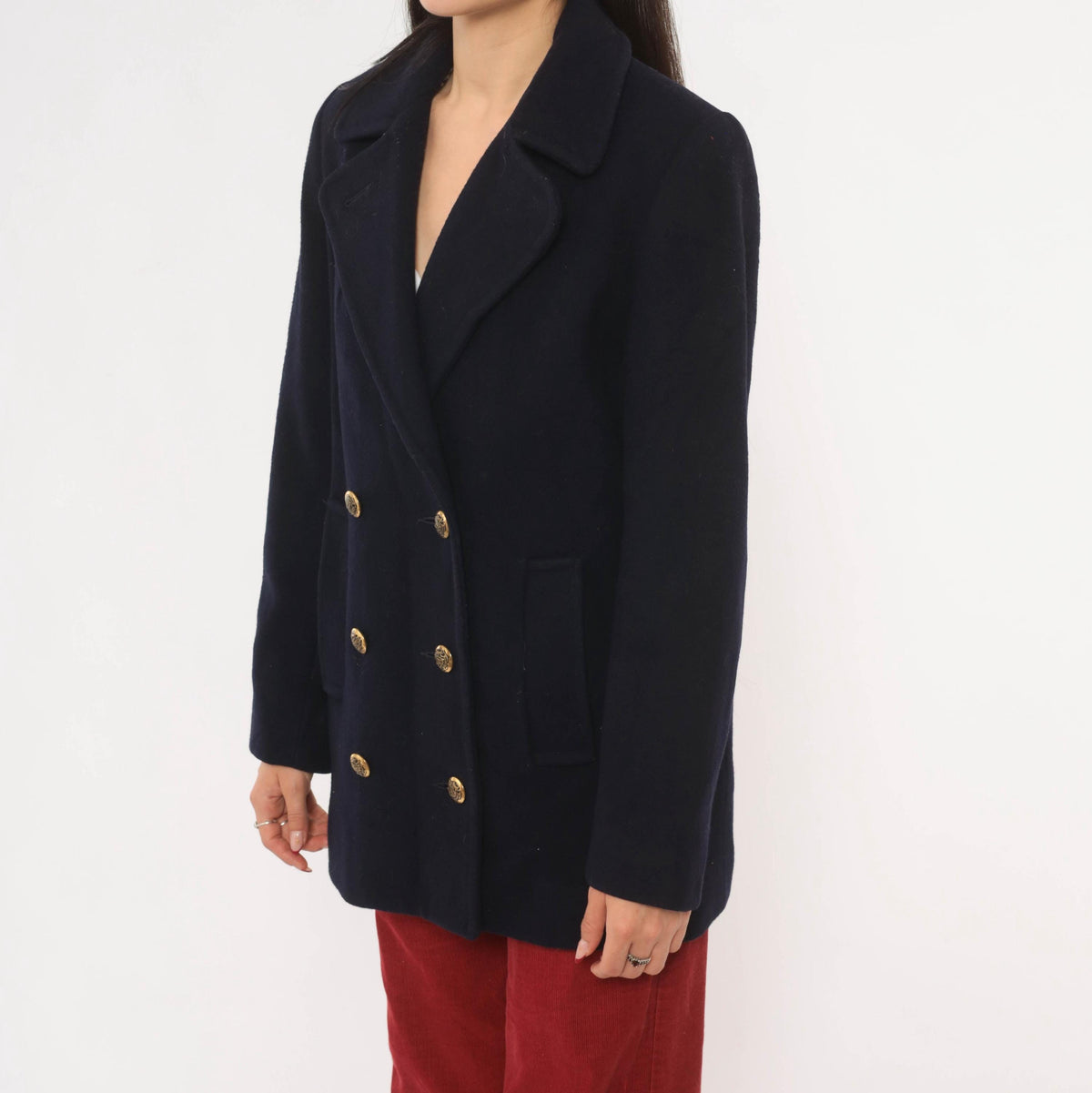 Mackintosh Navy Wool Peacoat Gold Button Double Breasted Jacket Medium M