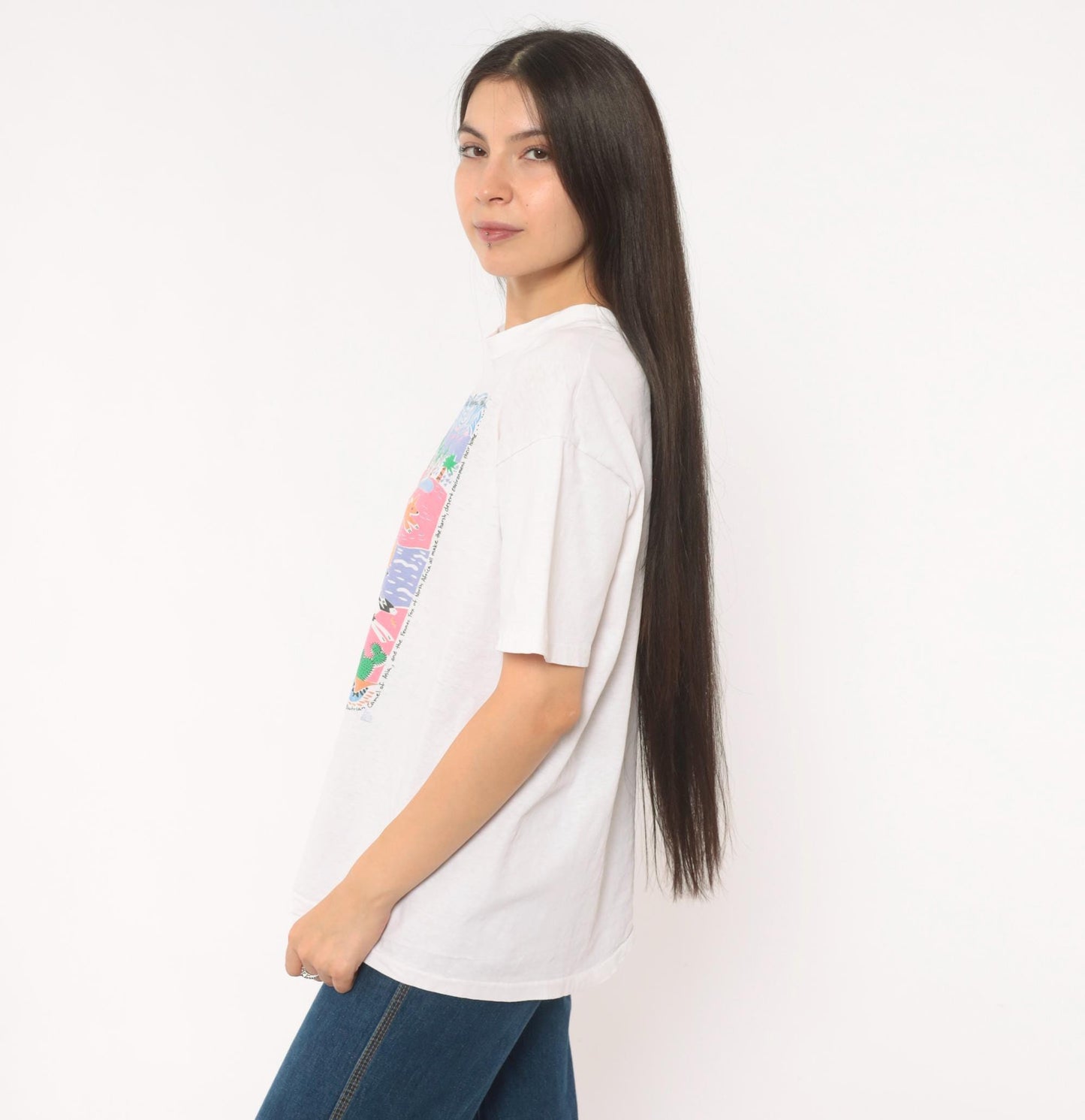 90s San Diego Zoo Wild Animal Park Graphic Tee Hanes Beefy T White Cotton Large