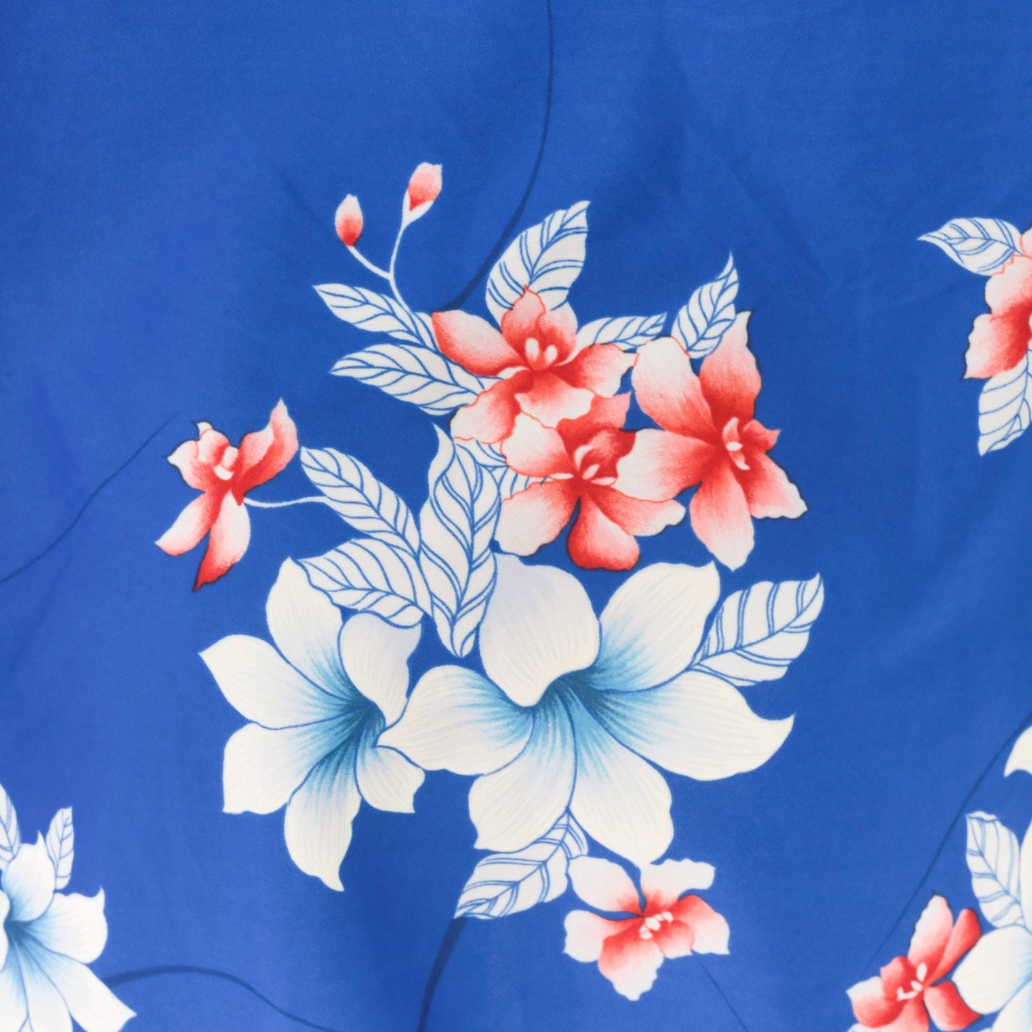70s Hilo Hatties Hawaiian Shirt Blue Orchid Floral Camp Collar Medium