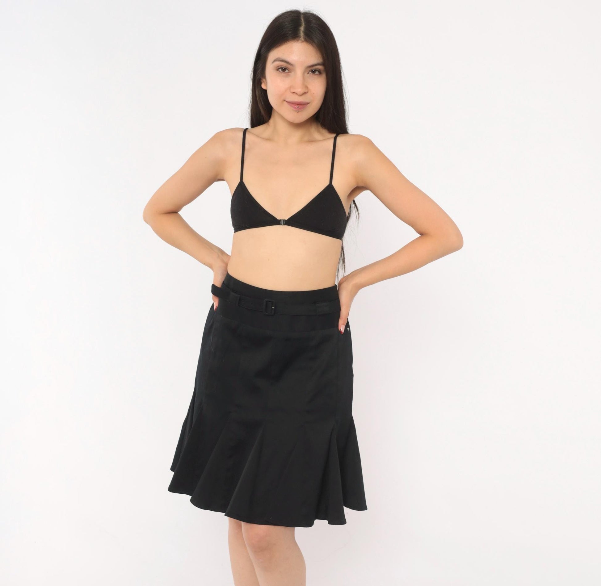 Y2K Pendleton Black Cotton Tulip Skirt Drop Waist Flounce Medium M