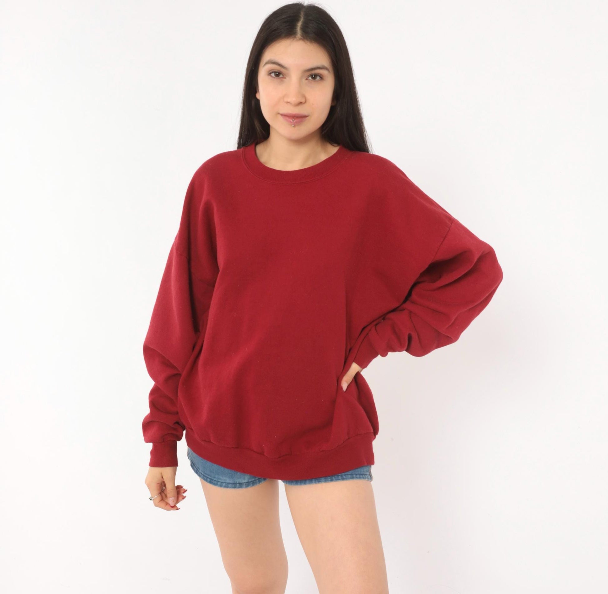 90s Jerzees Burgundy Crewneck Sweatshirt Cotton Blend Extra Large XL