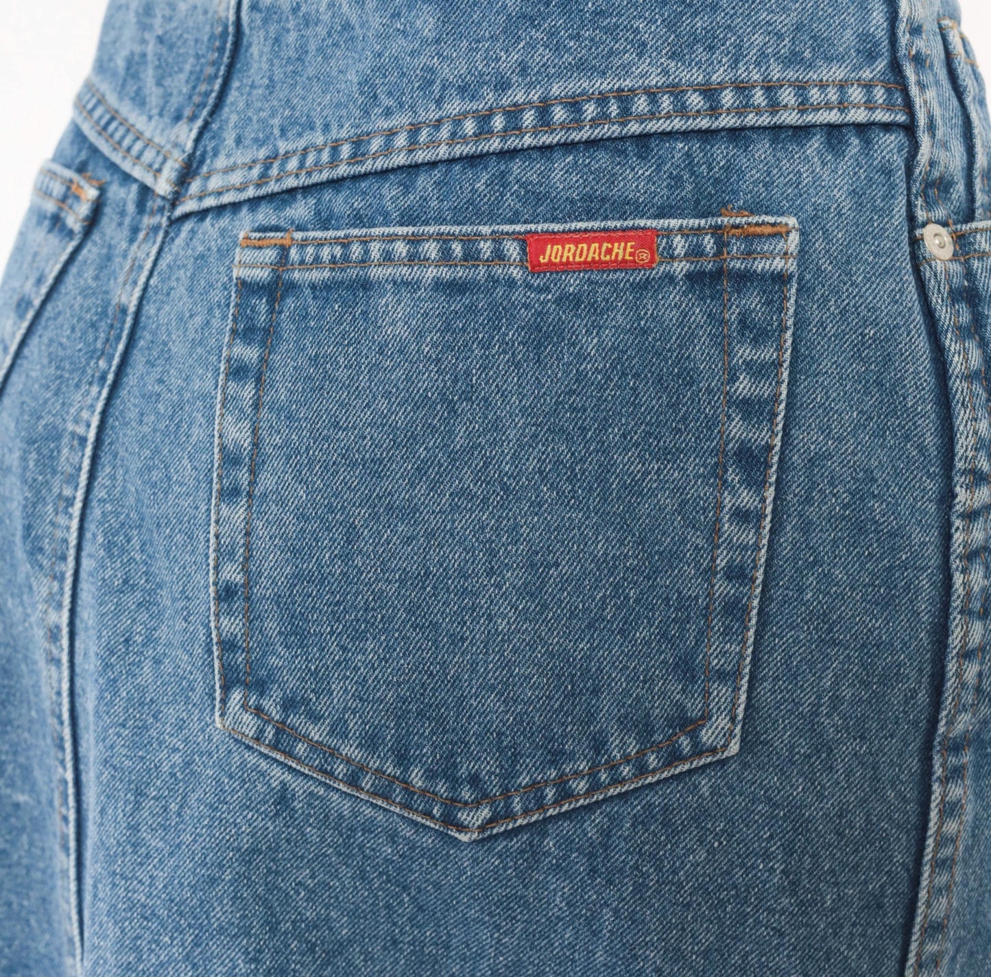 90s Jordache Denim Midi Skirt Medium Wash High Waist Straight Pencil Back Slit Small