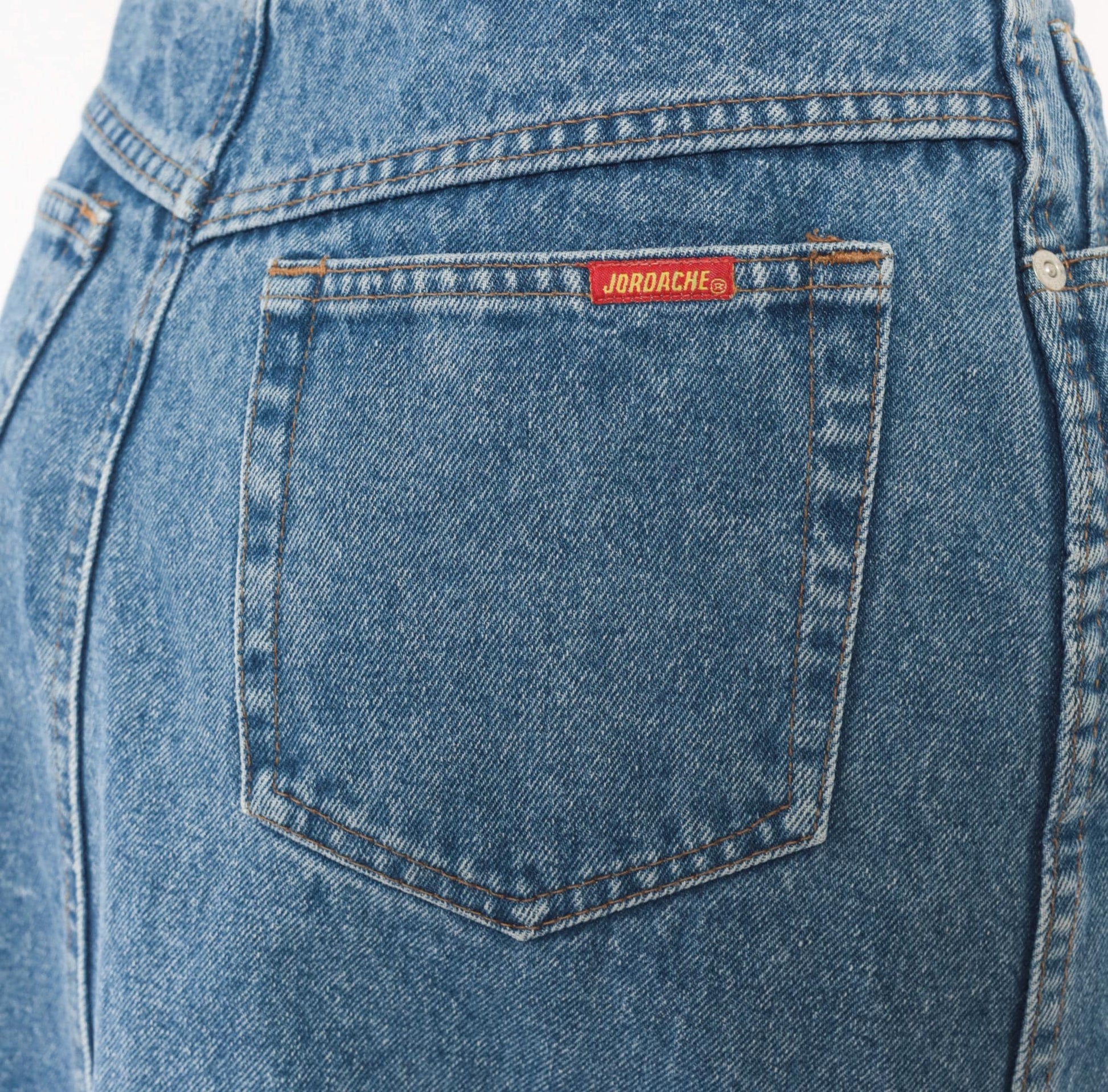 90s Jordache Denim Midi Skirt Medium Wash High Waist Straight Pencil Back Slit Small