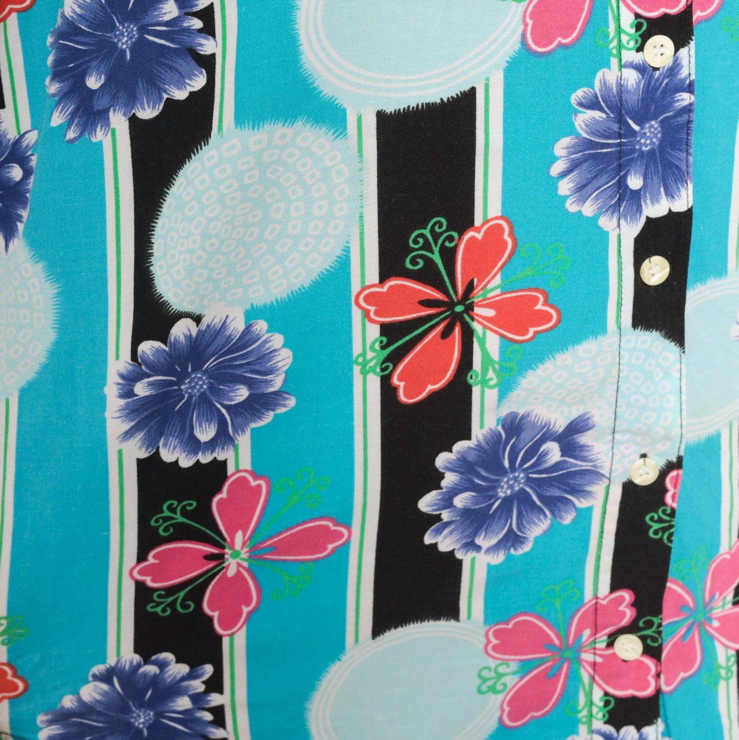 90s Justin Allen Chemise Floral Button Shirt Turquoise Chrysanthemum Medium M
