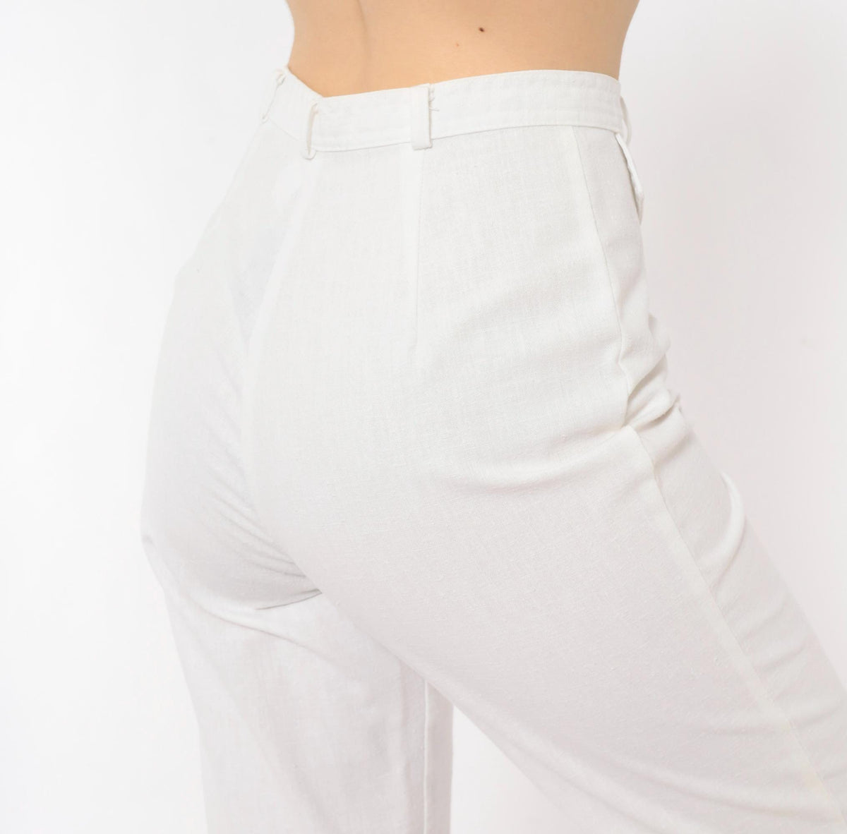 80s That's Me! White High-Waist Straight Trousers Extra Small XS