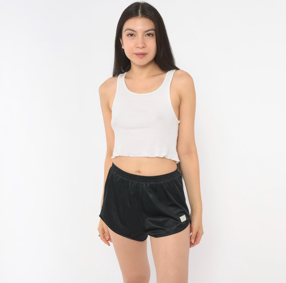80s Nike Running Shorts Black Nylon Split Hem Athletic Extra Small XS