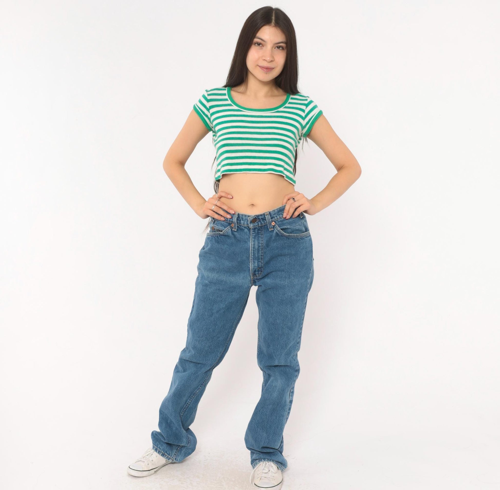 90s Levi's 517 Bootcut Jeans High Rise Medium Blue Denim Large 34