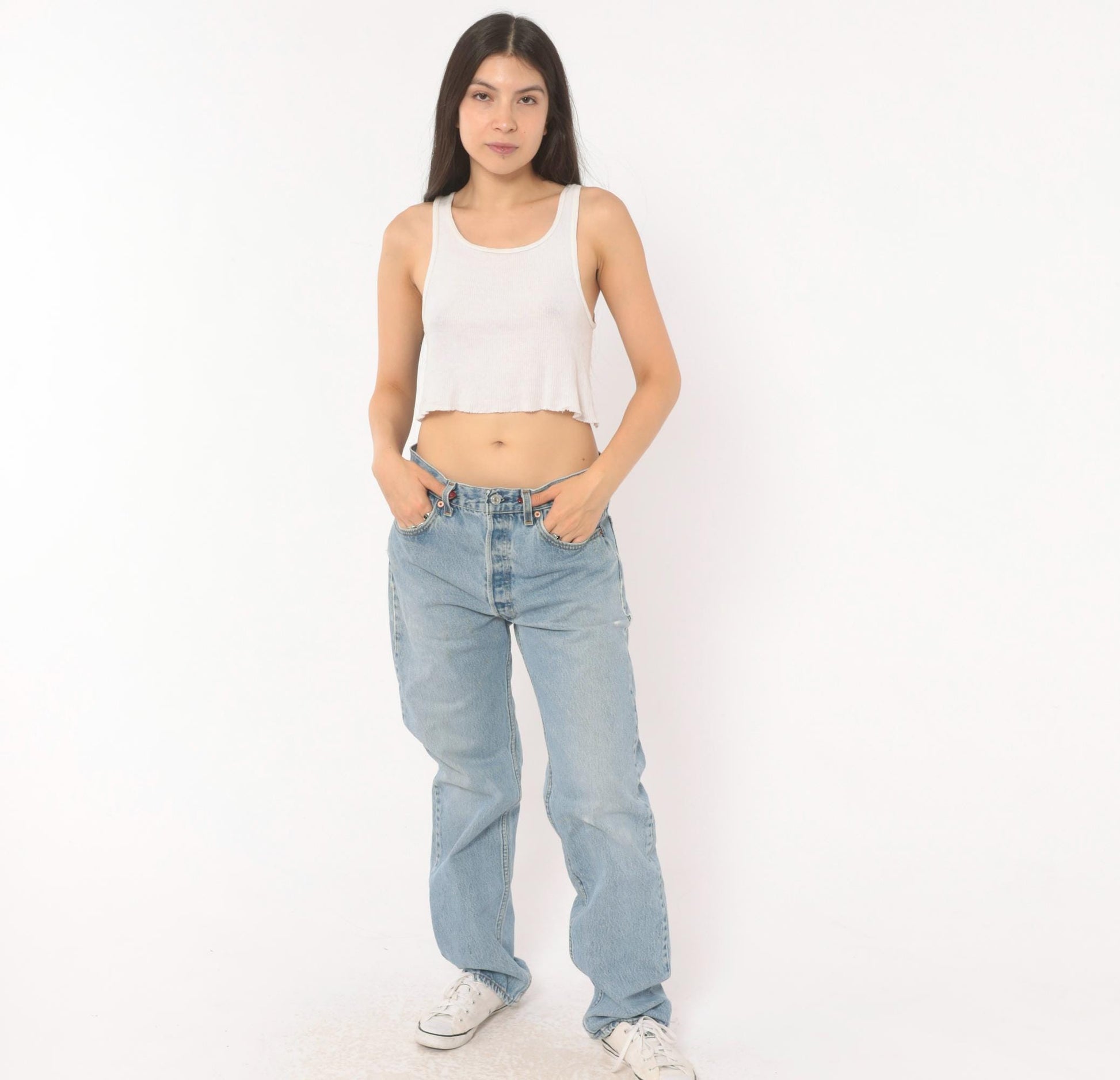 90s Levi's 501 Light Wash Straight Leg High Waist Jeans Medium