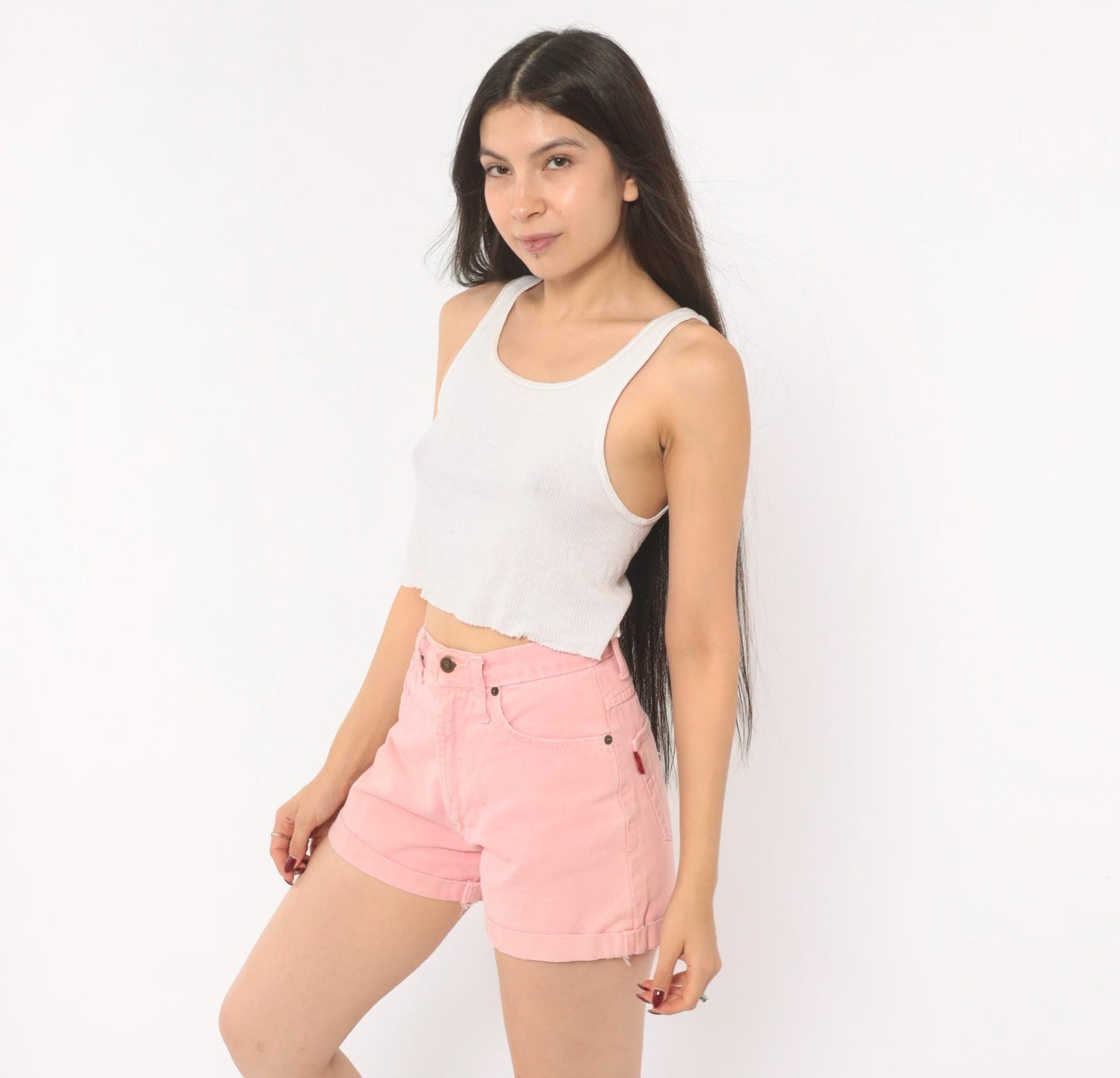 90s Lei Pink Denim Shorts High-Waisted Cuffed Cotton Jean Cut-Offs Small S