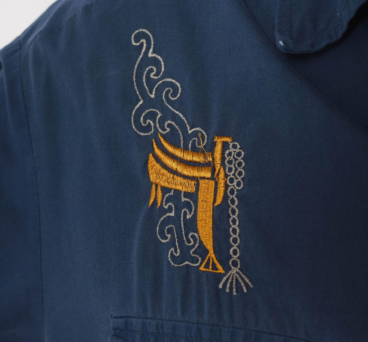 90s Blair Western Shirt Navy Pearl Snap Embroidered Saddle Mens Medium