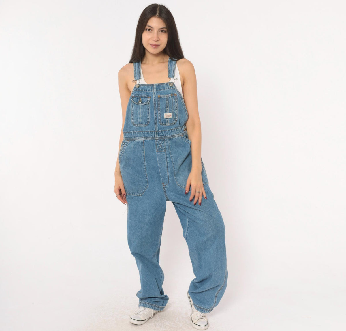 90s Unionbay Denim Overalls Medium Blue Cargo Bib Dungarees