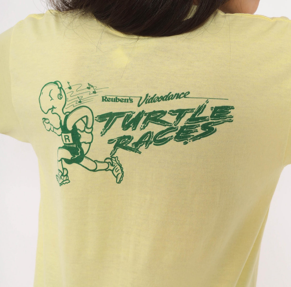 80s Select T Turtle Races Graphic Tee Yellow Green Cartoon Medium