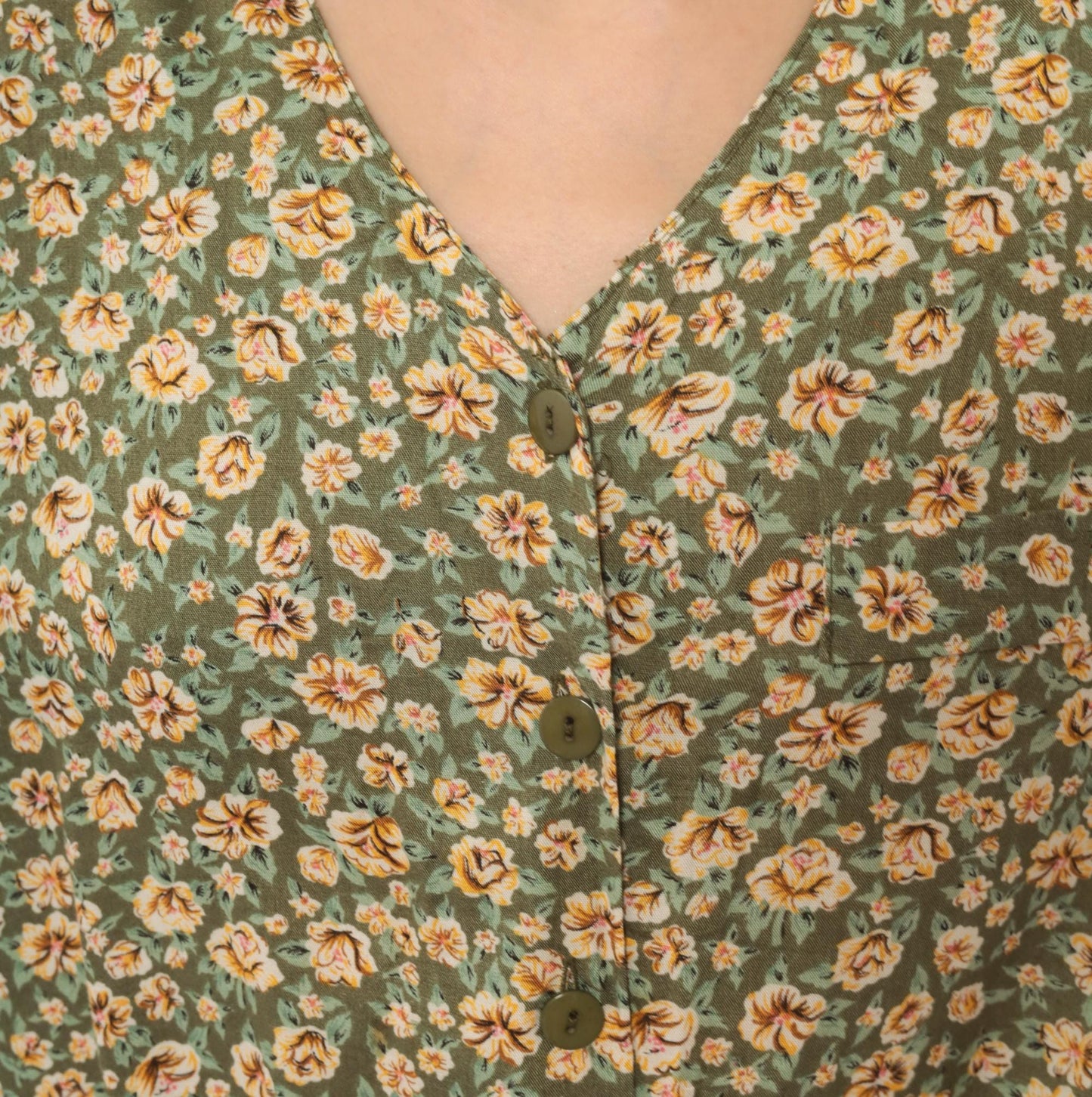 90s Westport Ltd. Floral Midi Romper Button Front Calico Print Olive Cream Extra Large XXL