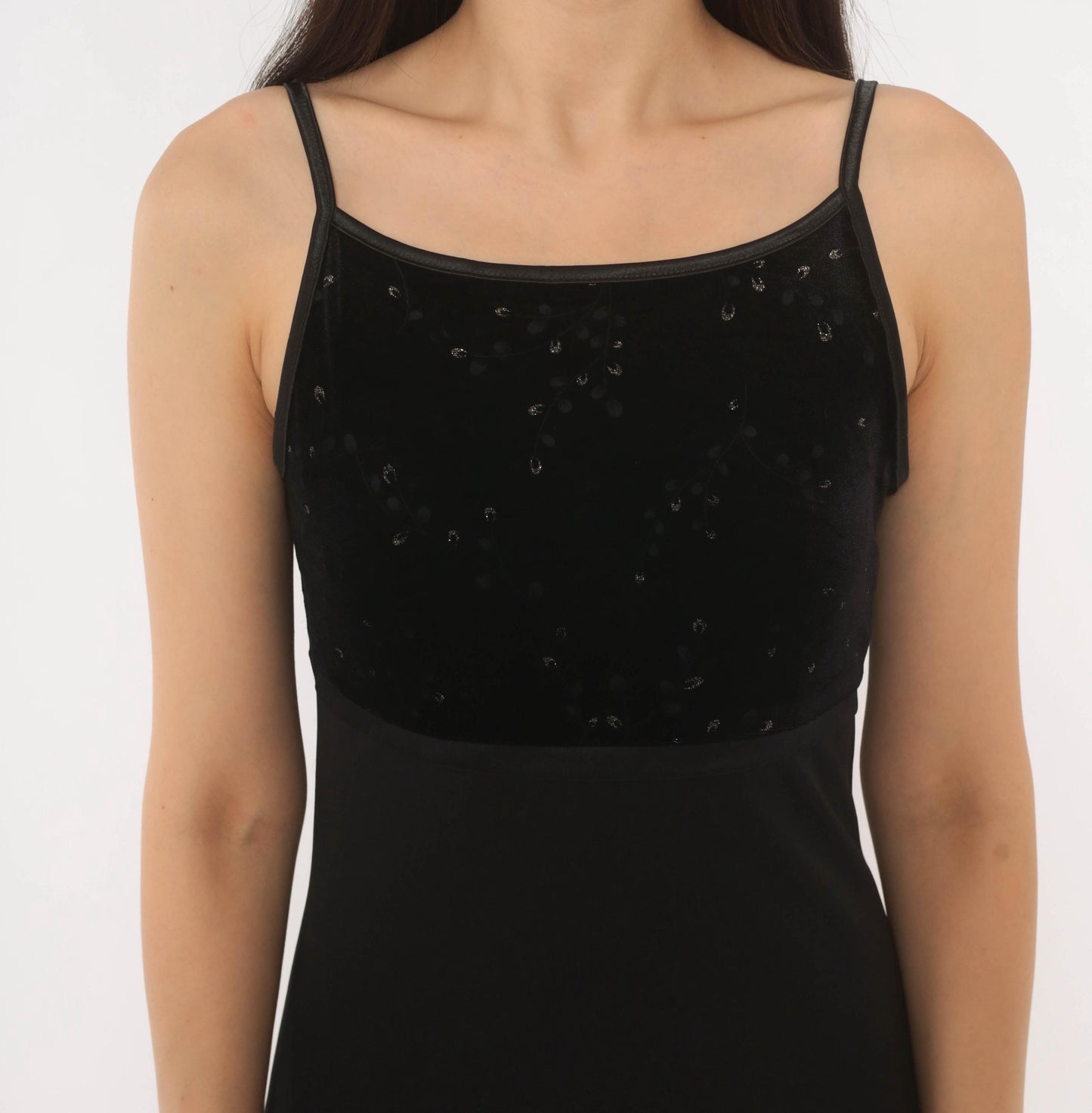 2000s I.N. San Francisco Black Velvet Maxi Dress Empire Waist Spaghetti Strap Small